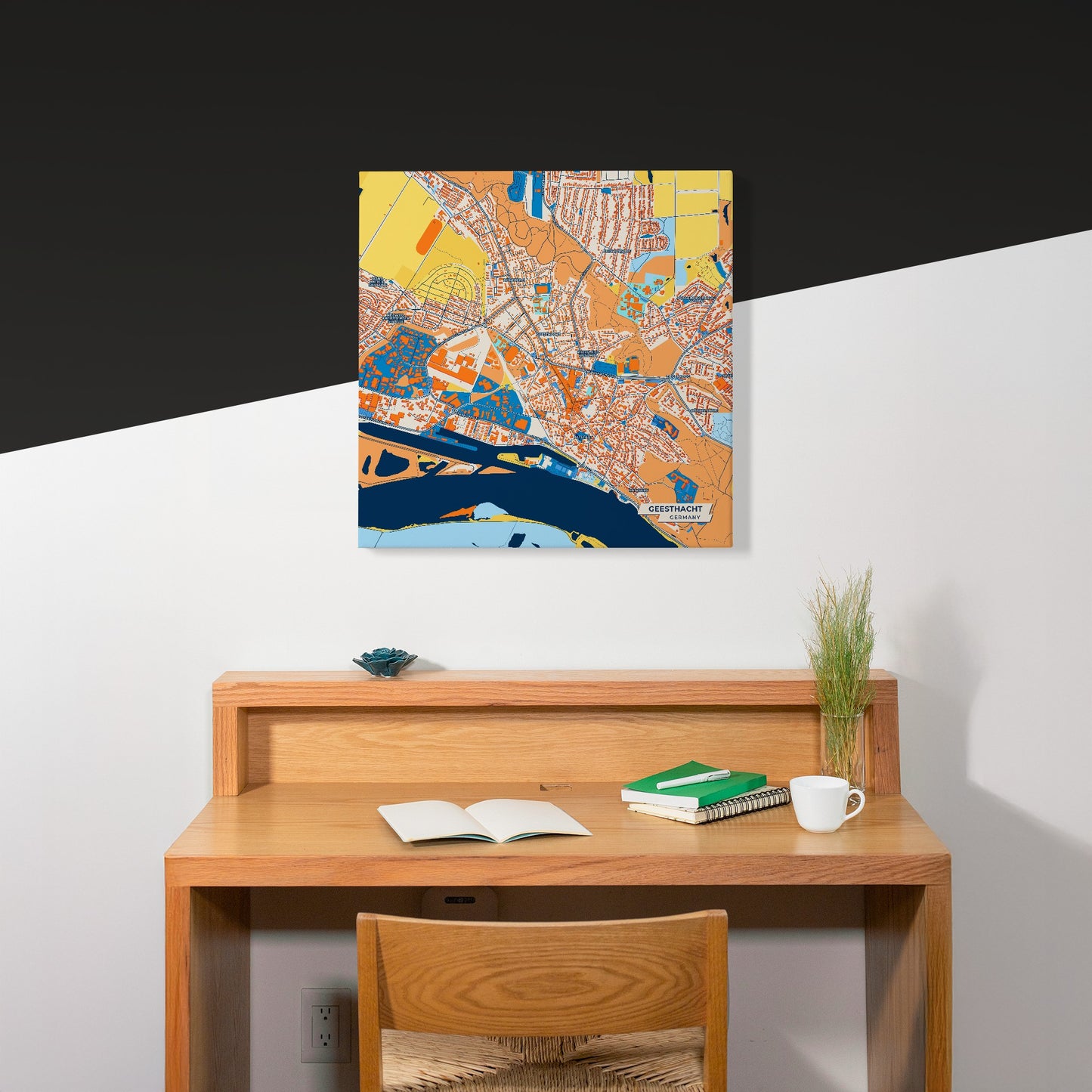 Geesthacht Germany Colorful City Map Canvas Print Scene