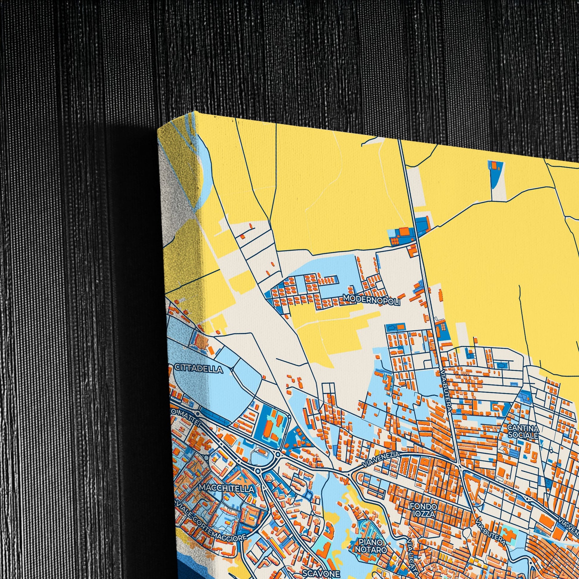 Gela Italy Colorful City Map Canvas Print Detail