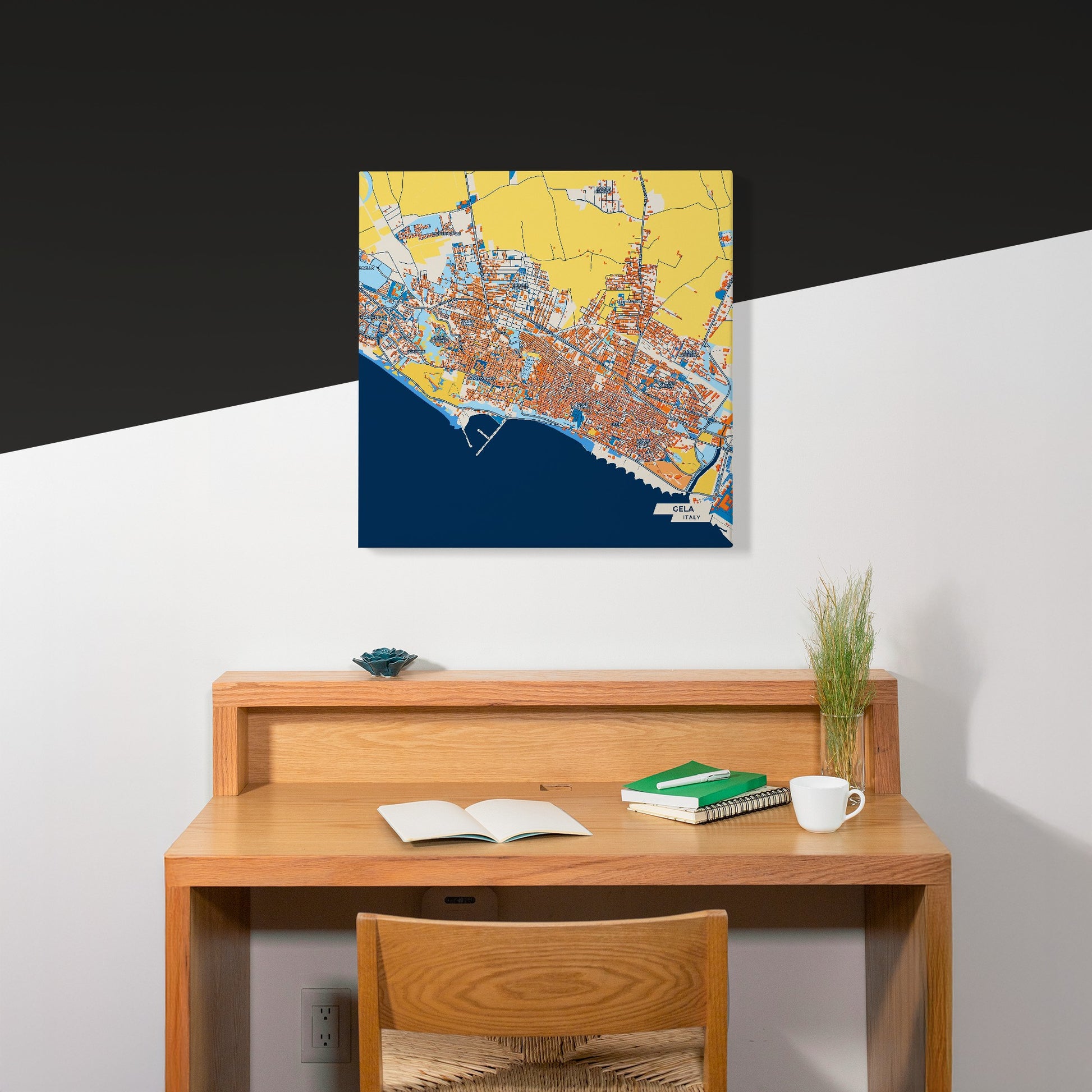 Gela Italy Colorful City Map Canvas Print Scene