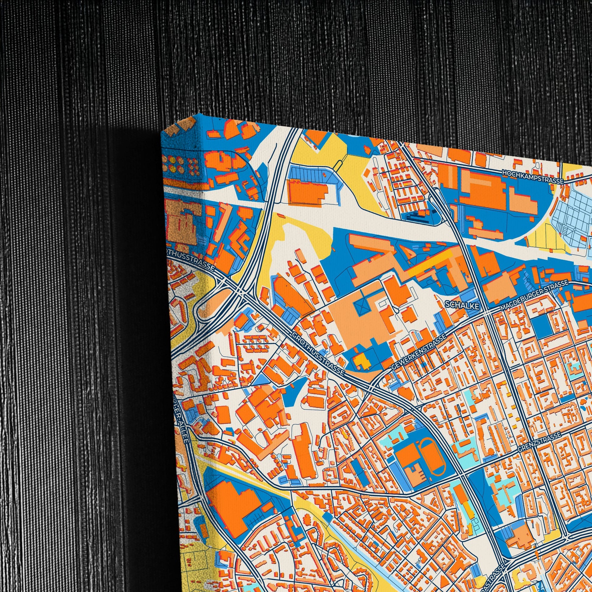Gelsenkirchen Germany Colorful City Map Canvas Print Detail