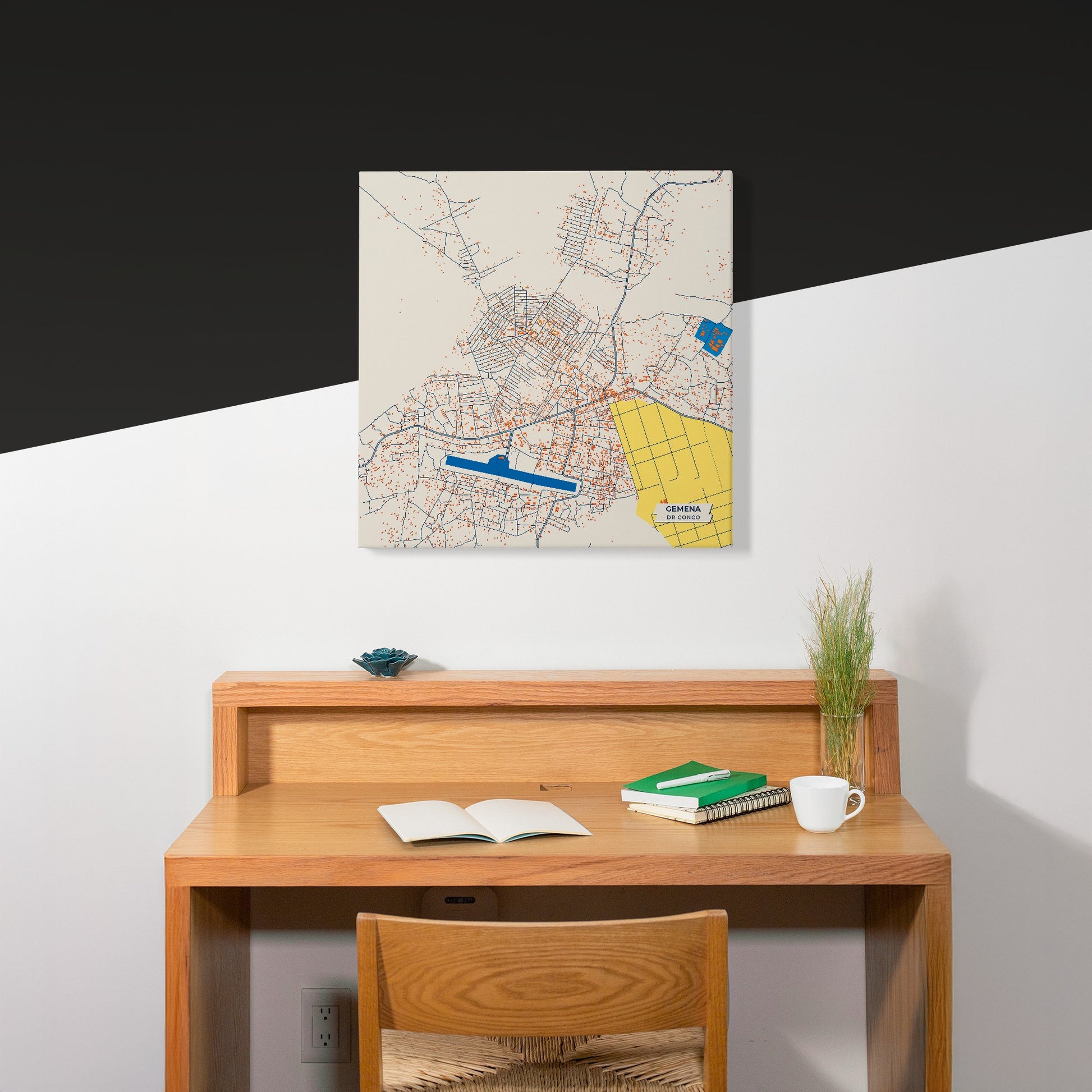 Gemena Dr Congo Colorful City Map Canvas Print Scene