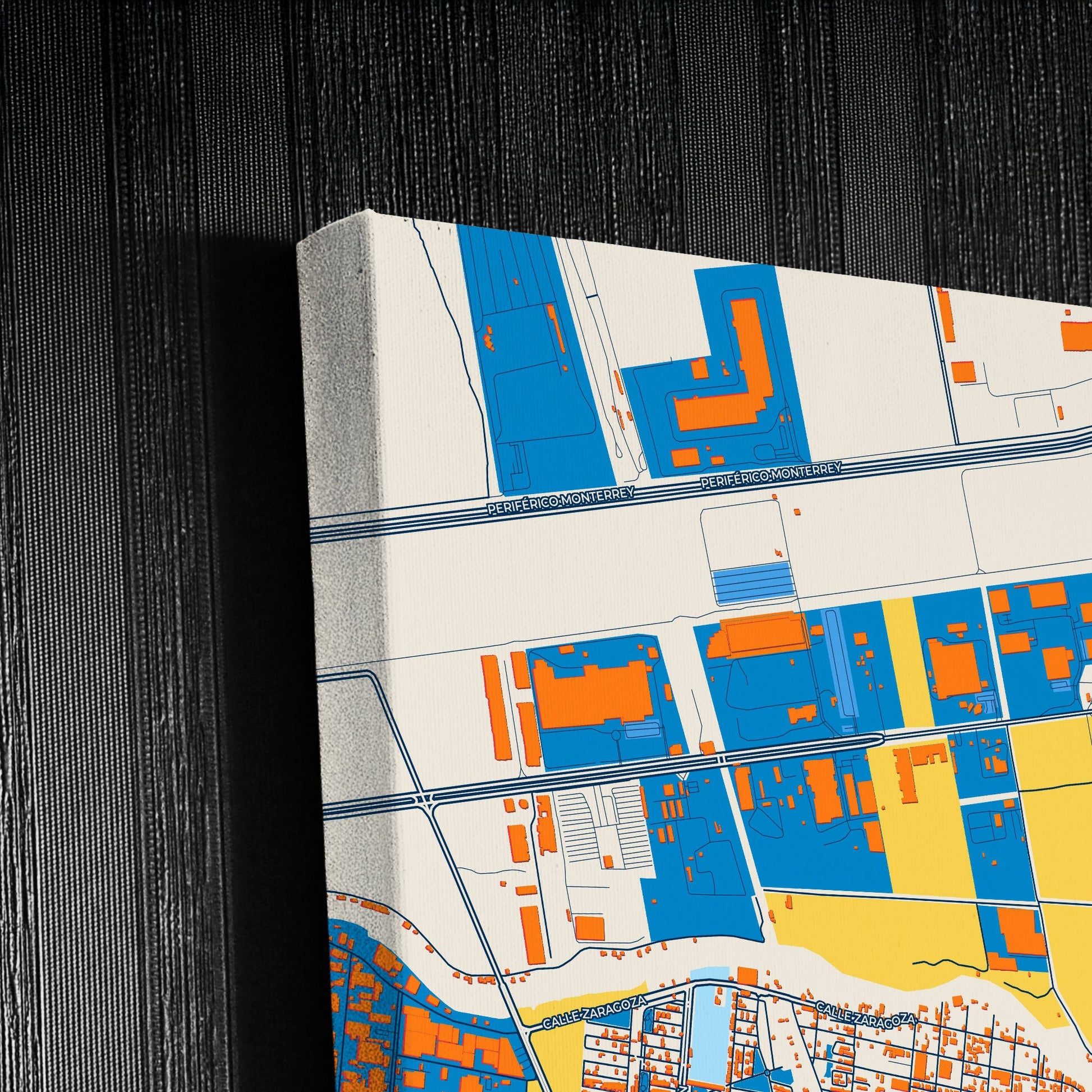 General Escobedo Mexico Colorful City Map Canvas Print Detail