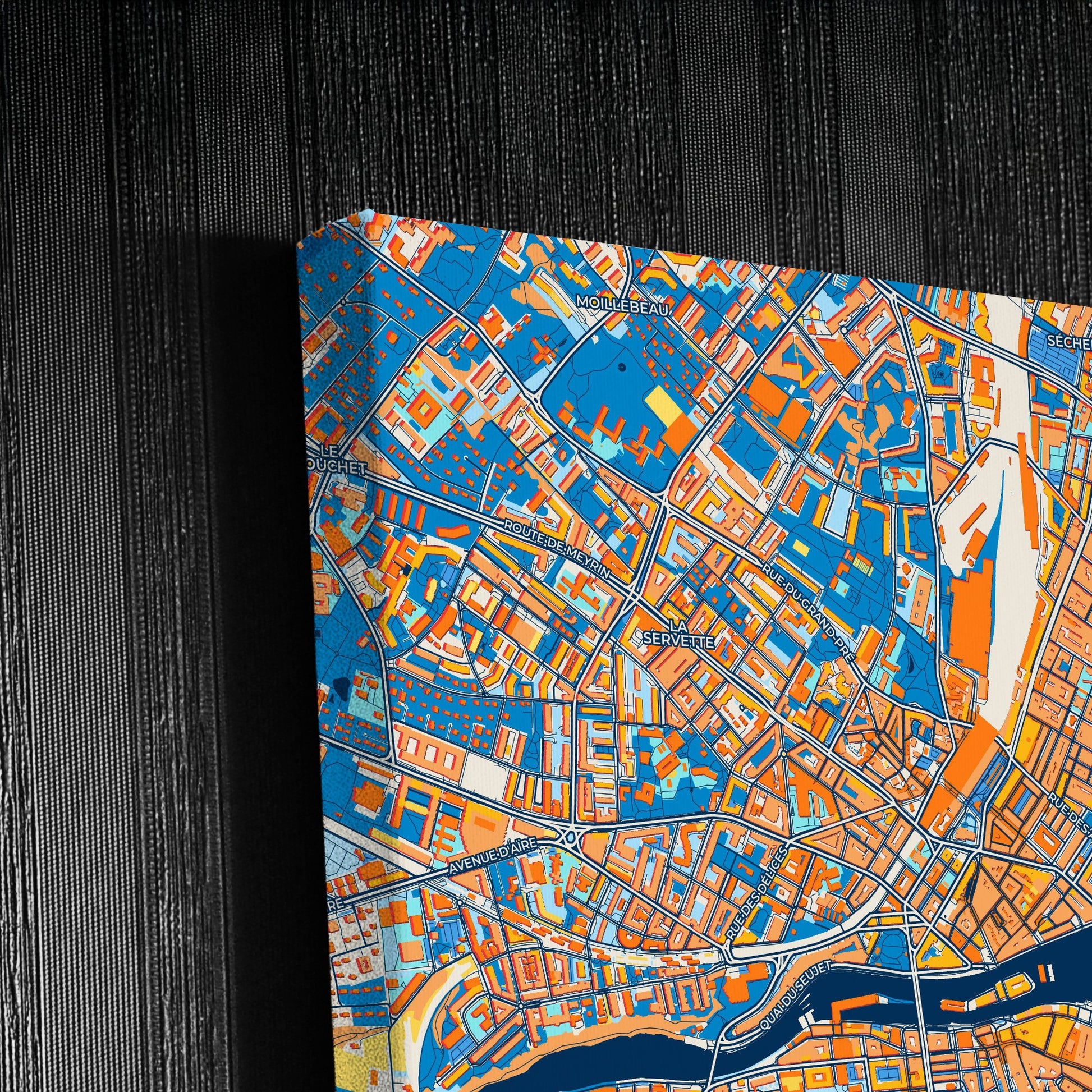 Genf Switzerland Colorful City Map Canvas Print Detail