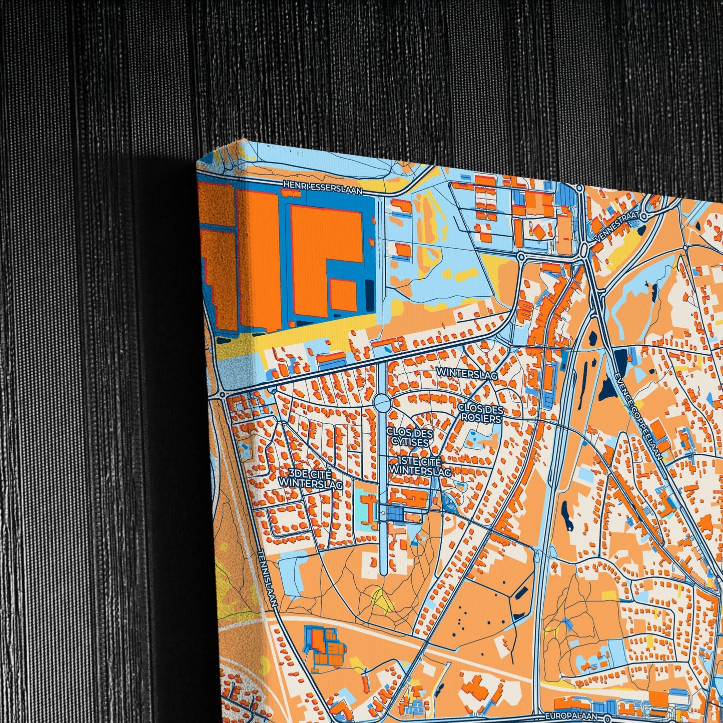 Genk Belgium Colorful City Map Canvas Print Detail