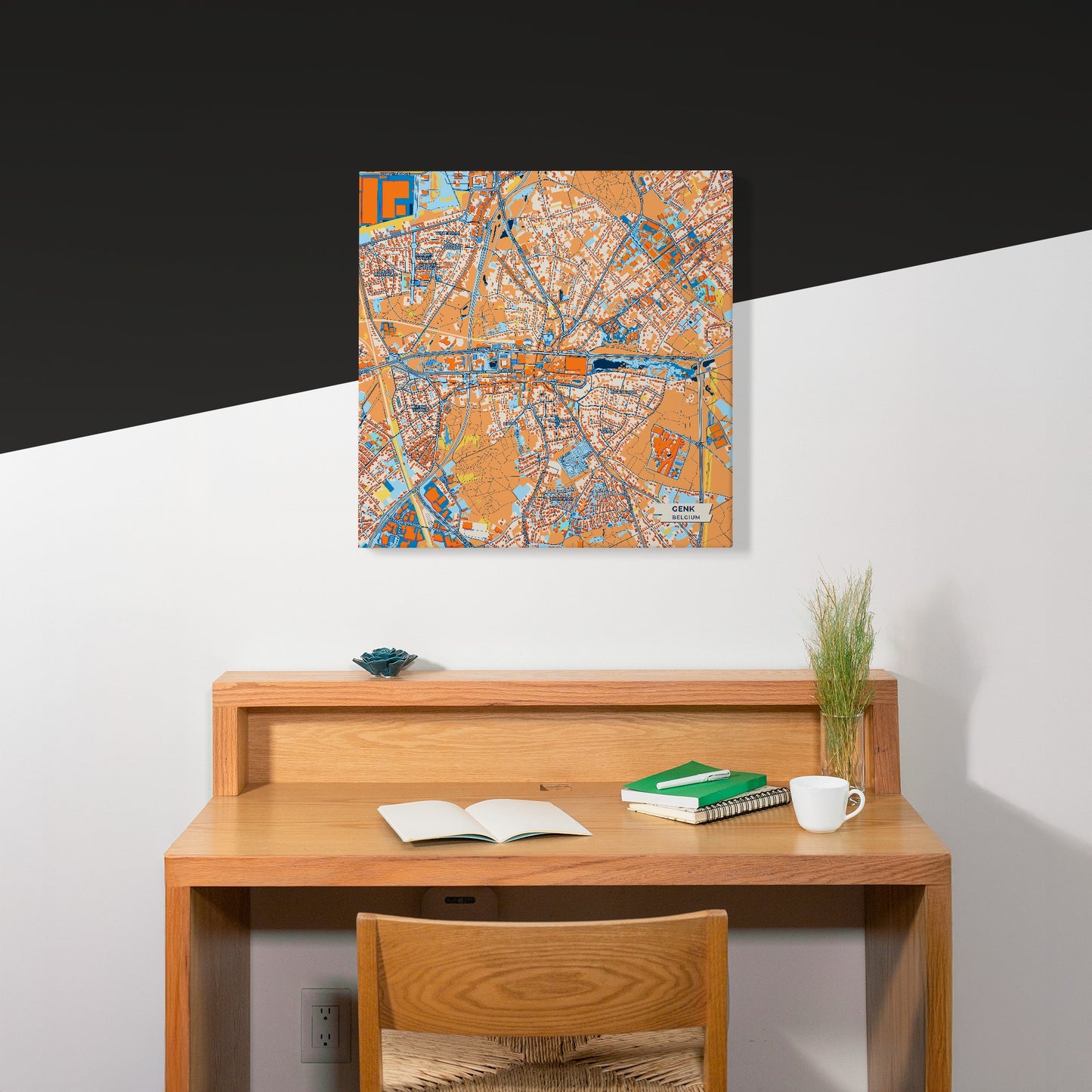 Genk Belgium Colorful City Map Canvas Print Scene