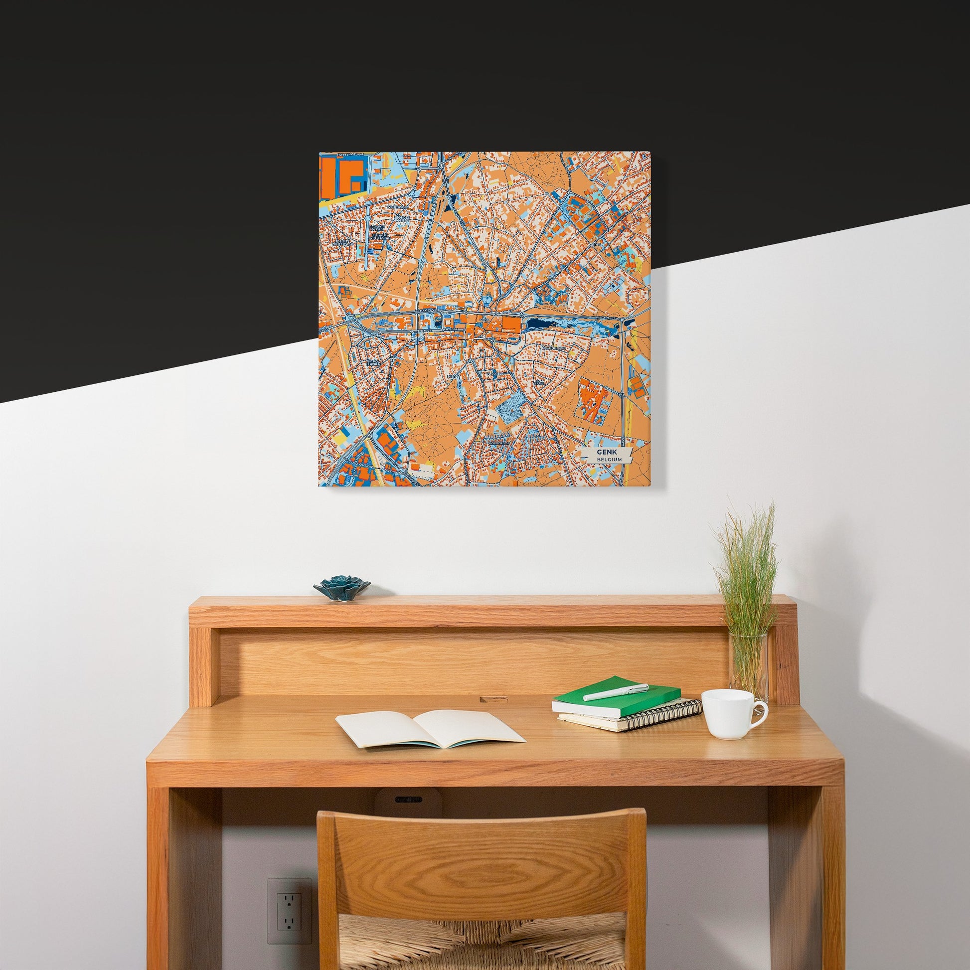 Genk Belgium Colorful City Map Canvas Print Scene