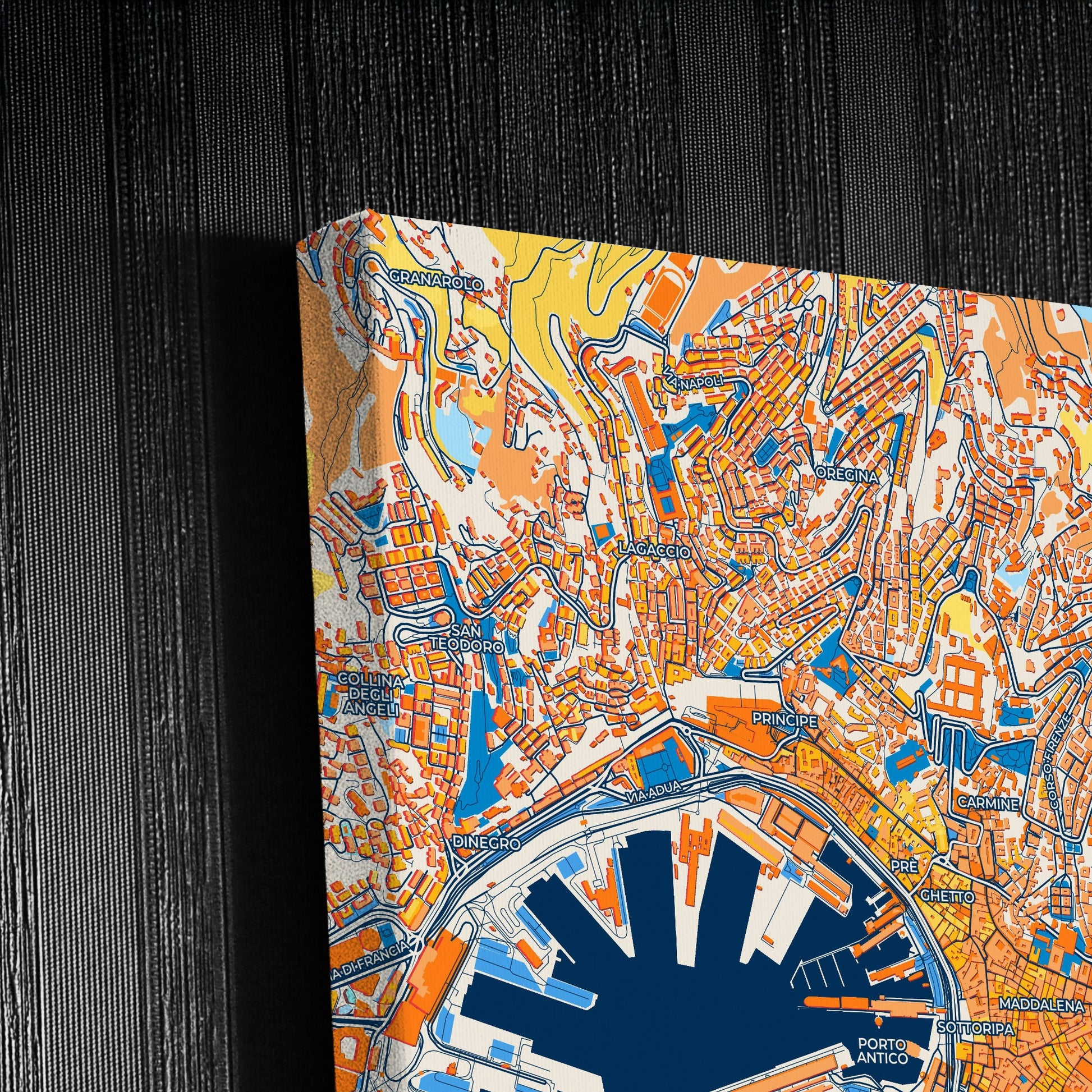 Genova  Italy Colorful City Map Canvas Print Detail