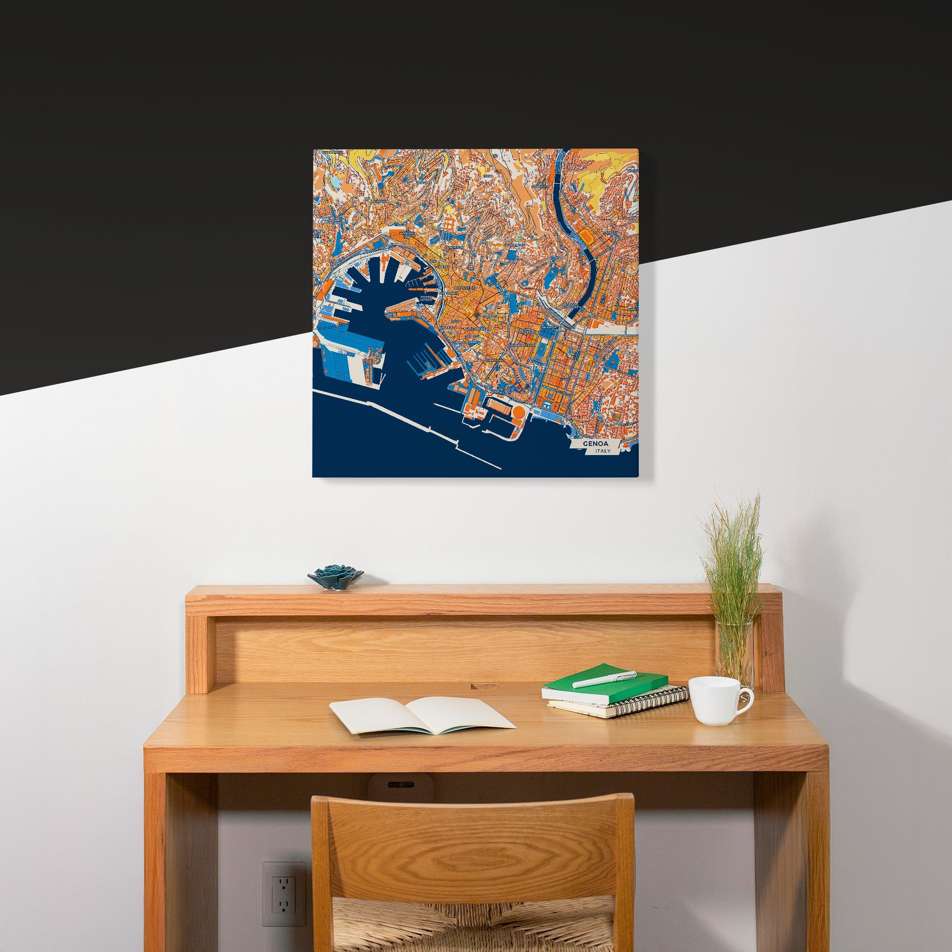 Genova  Italy Colorful City Map Canvas Print Scene