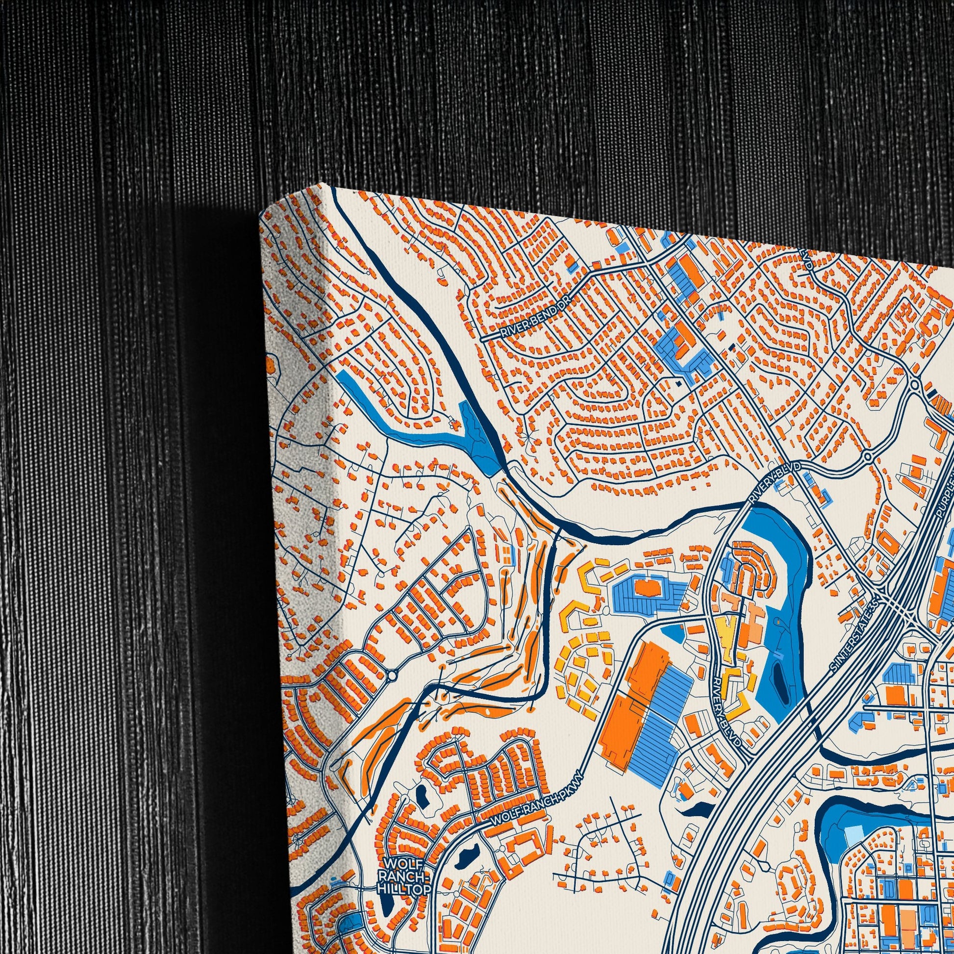 Georgetown Texas Colorful City Map Canvas Print Detail