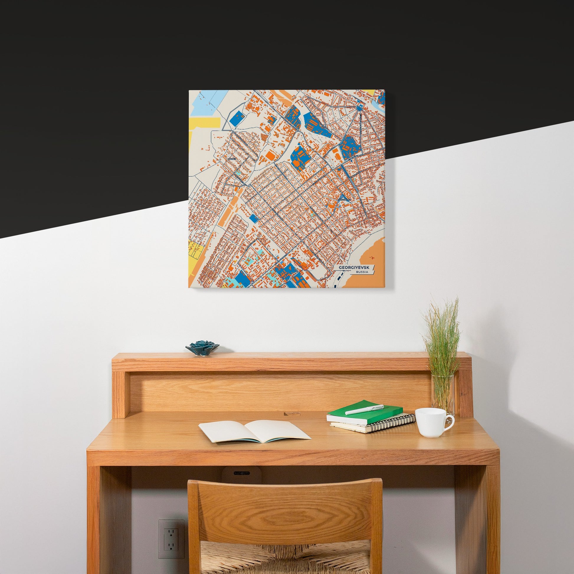 Георгиевск Russia Colorful City Map Canvas Print Scene