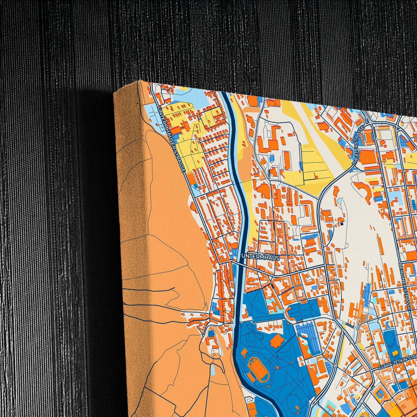 Gera Germany Colorful City Map Canvas Print Detail