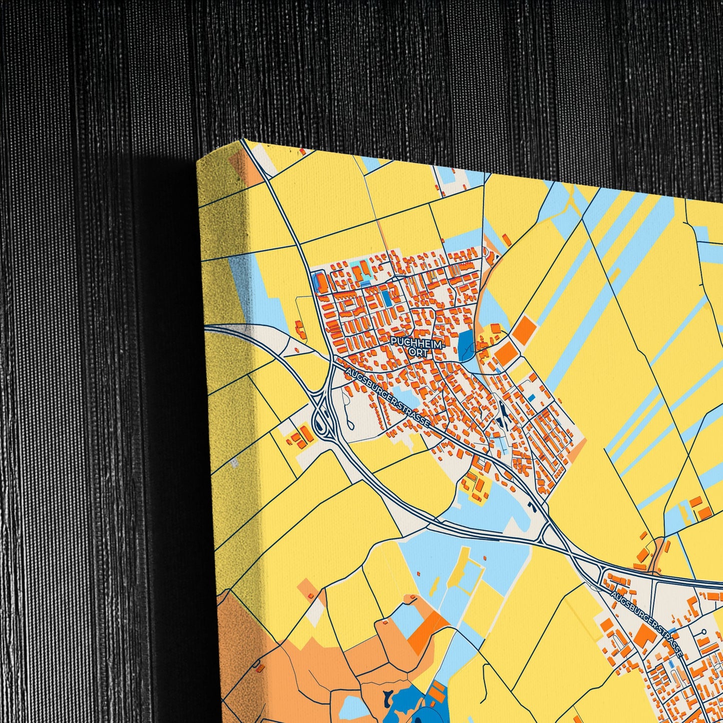 Germering Germany Colorful City Map Canvas Print Detail