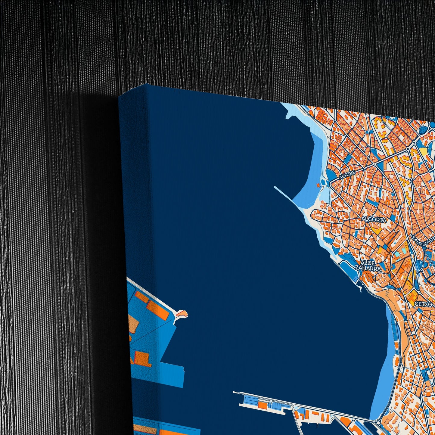Getxo Spain Colorful City Map Canvas Print Detail
