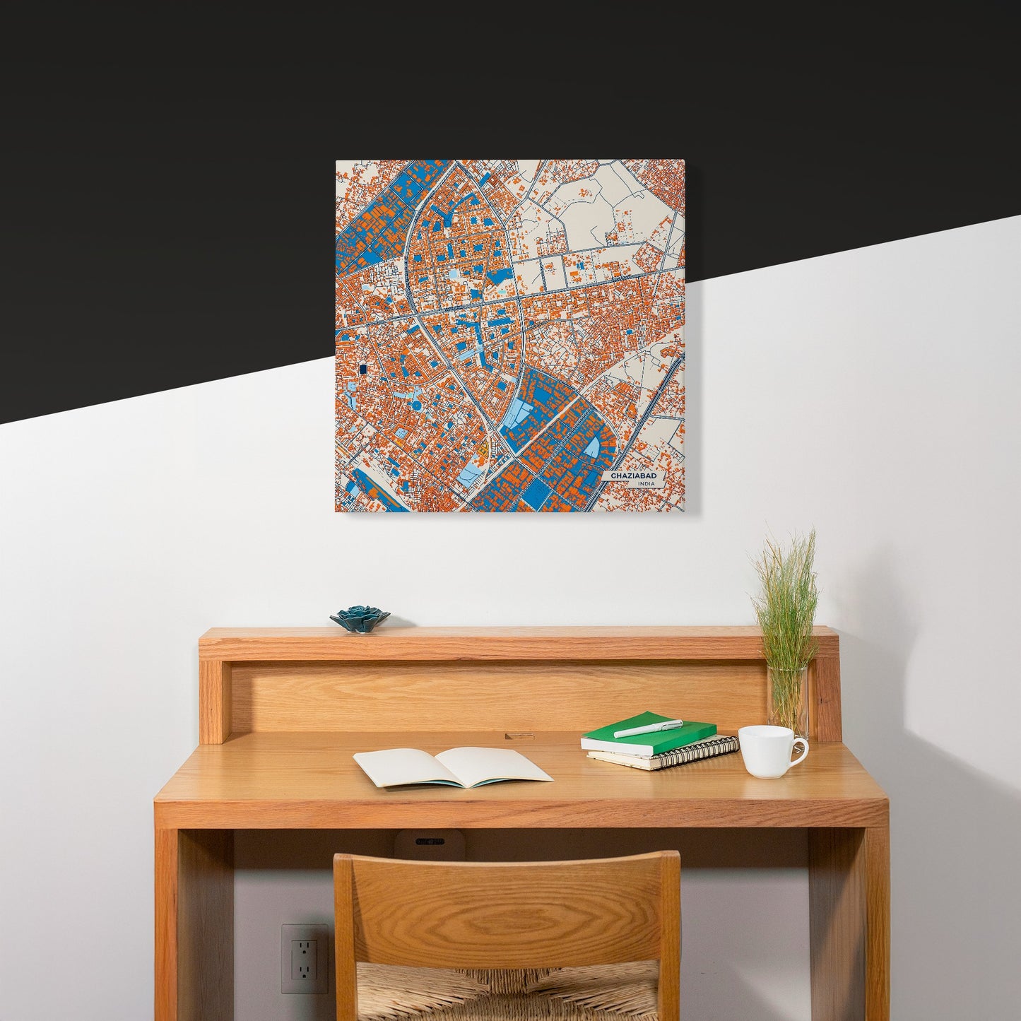 Ghaziabad India Colorful City Map Canvas Print Scene