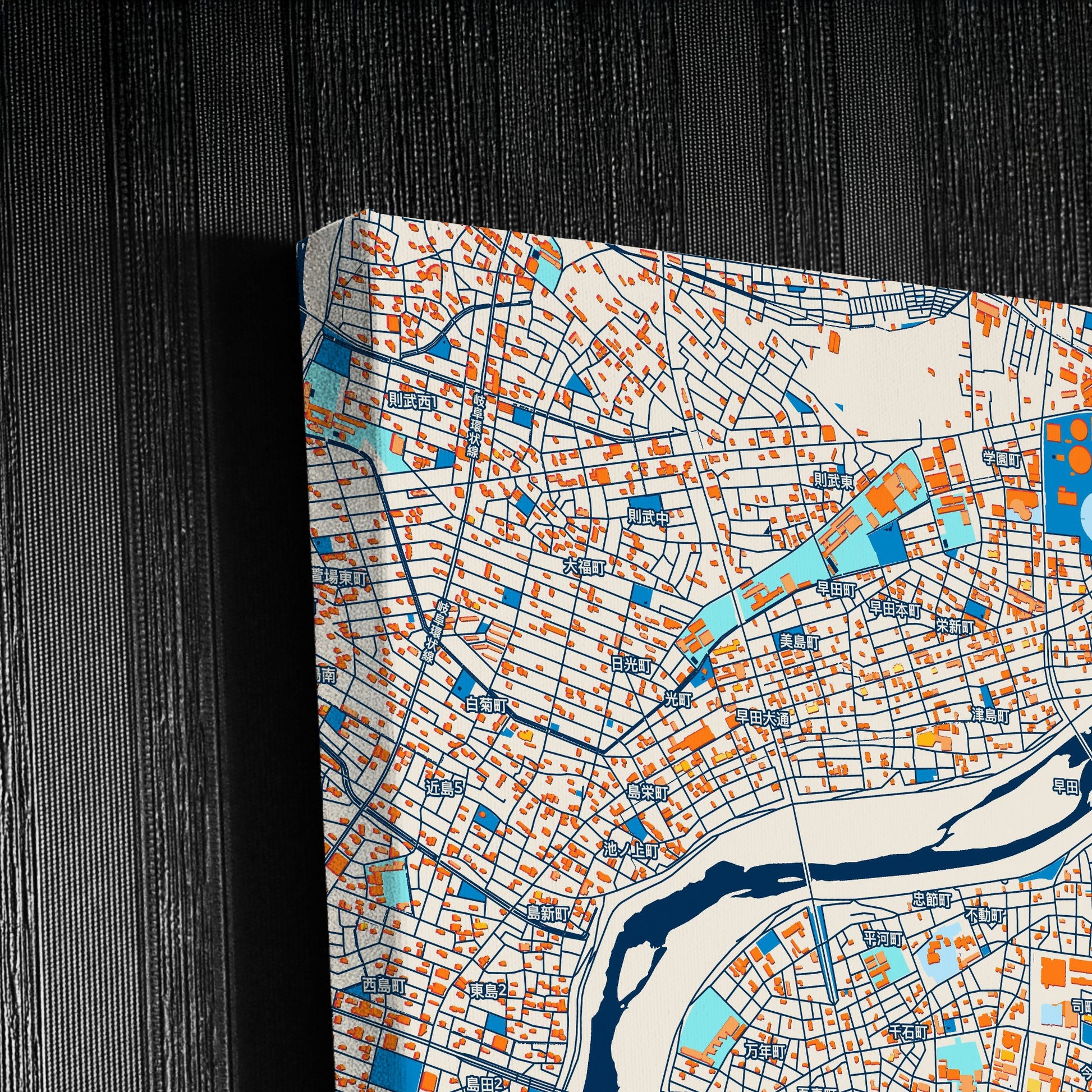 Gifu Japan Colorful City Map Canvas Print Detail