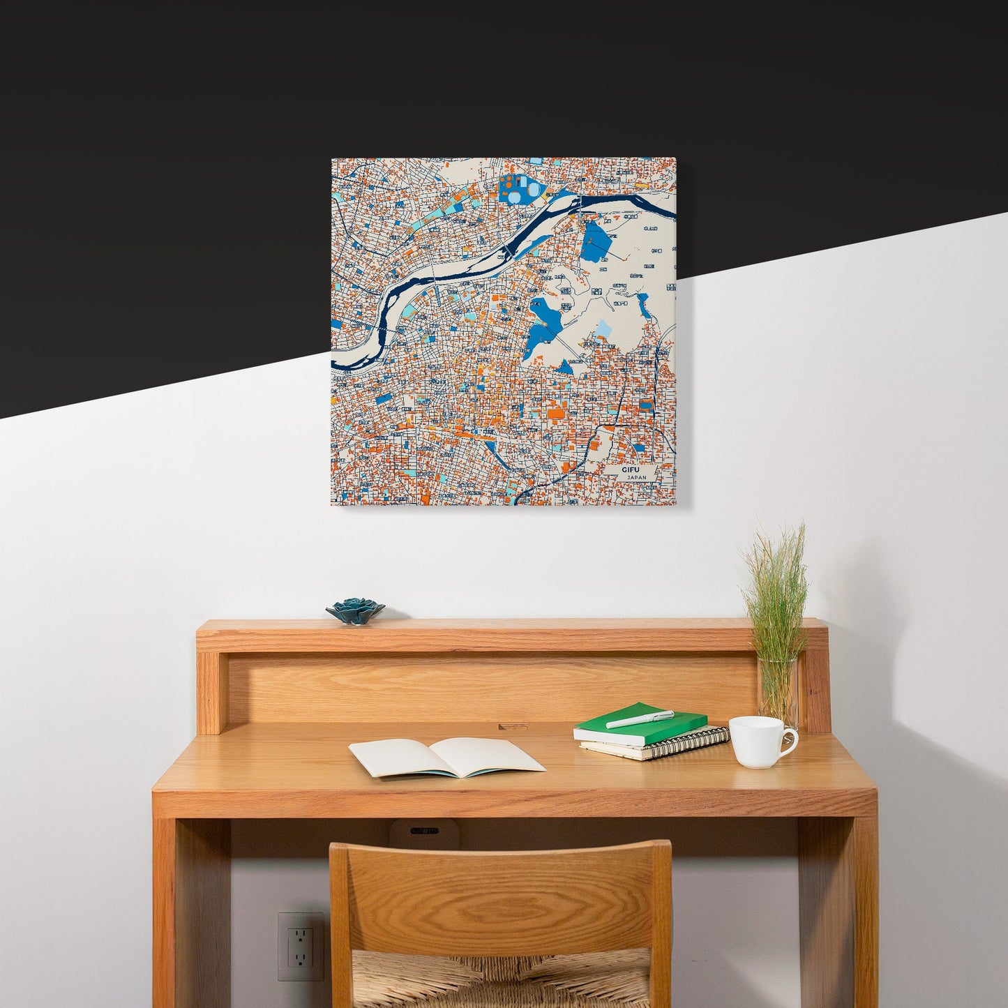 Gifu Japan Colorful City Map Canvas Print Scene