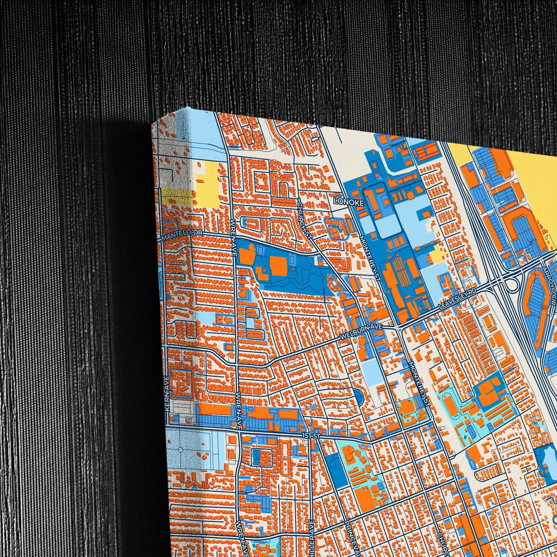 Gilroy California Colorful City Map Canvas Print Detail