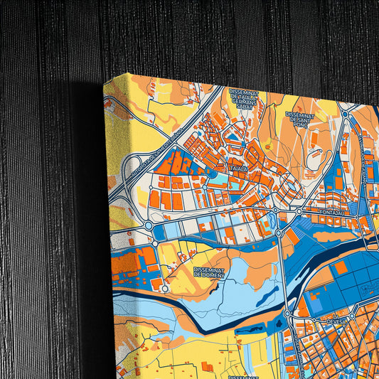 Girona Spain Colorful City Map Canvas Print Detail