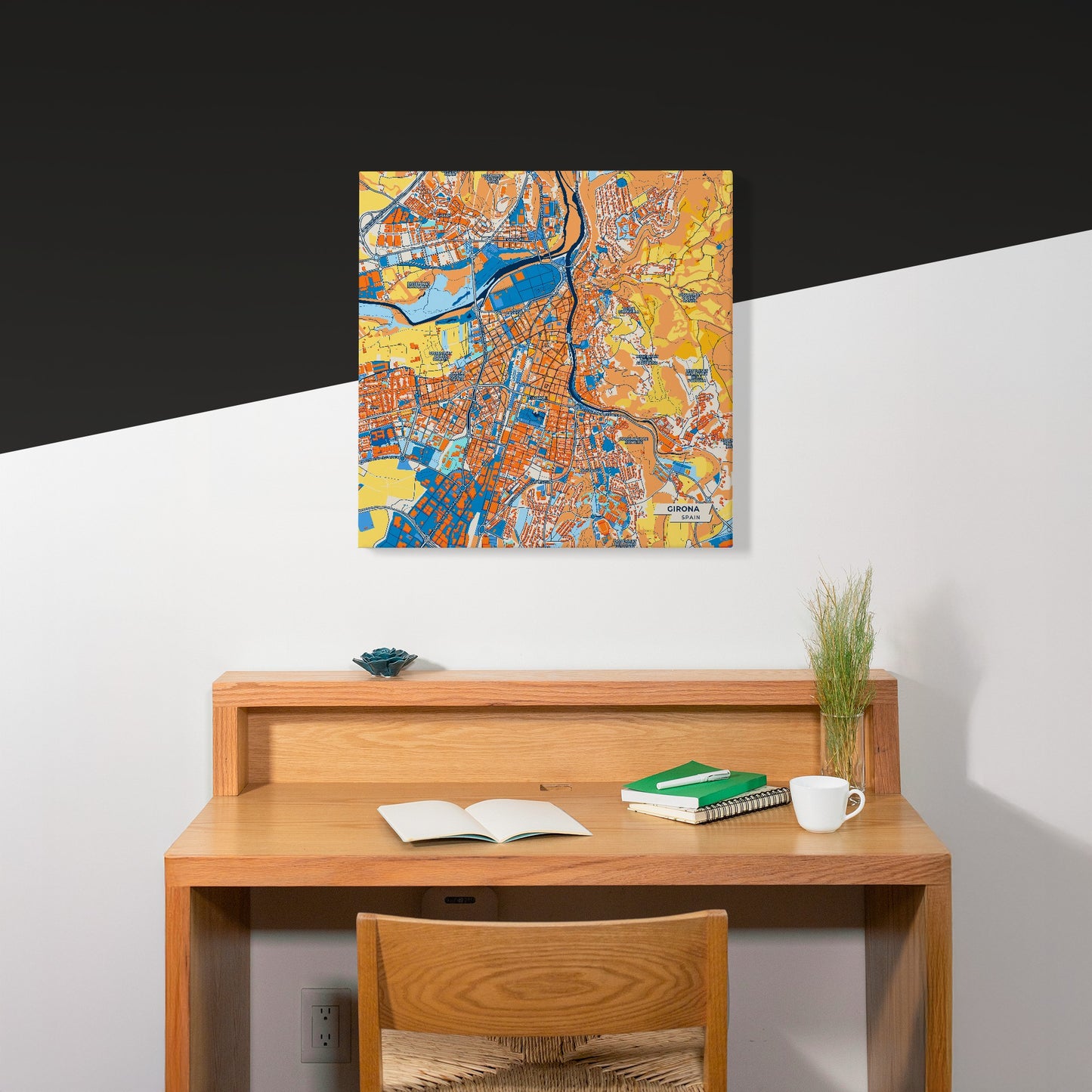 Girona Spain Colorful City Map Canvas Print Scene
