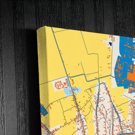 Giurgiu Romania Colorful City Map Canvas Print Detail
