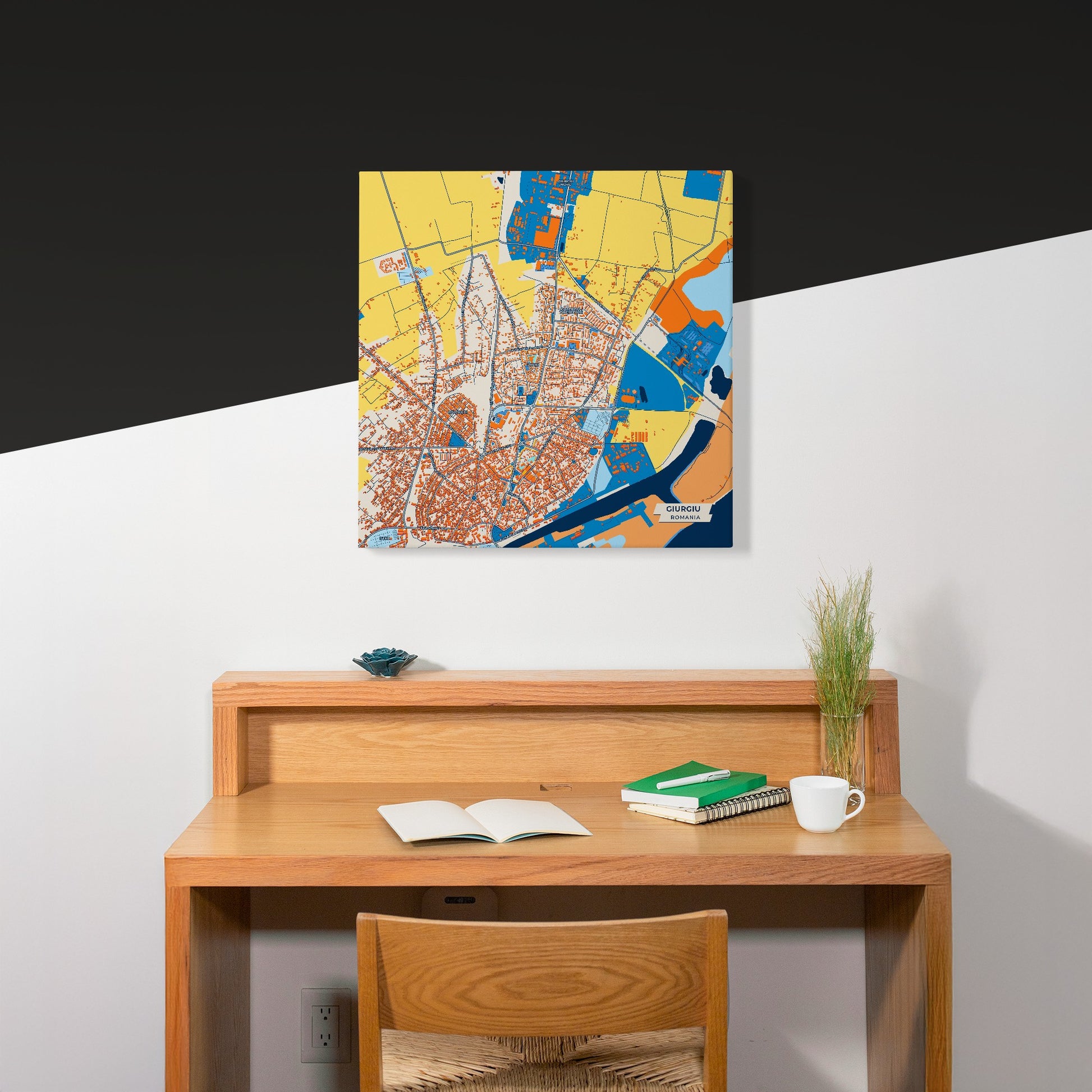 Giurgiu Romania Colorful City Map Canvas Print Scene