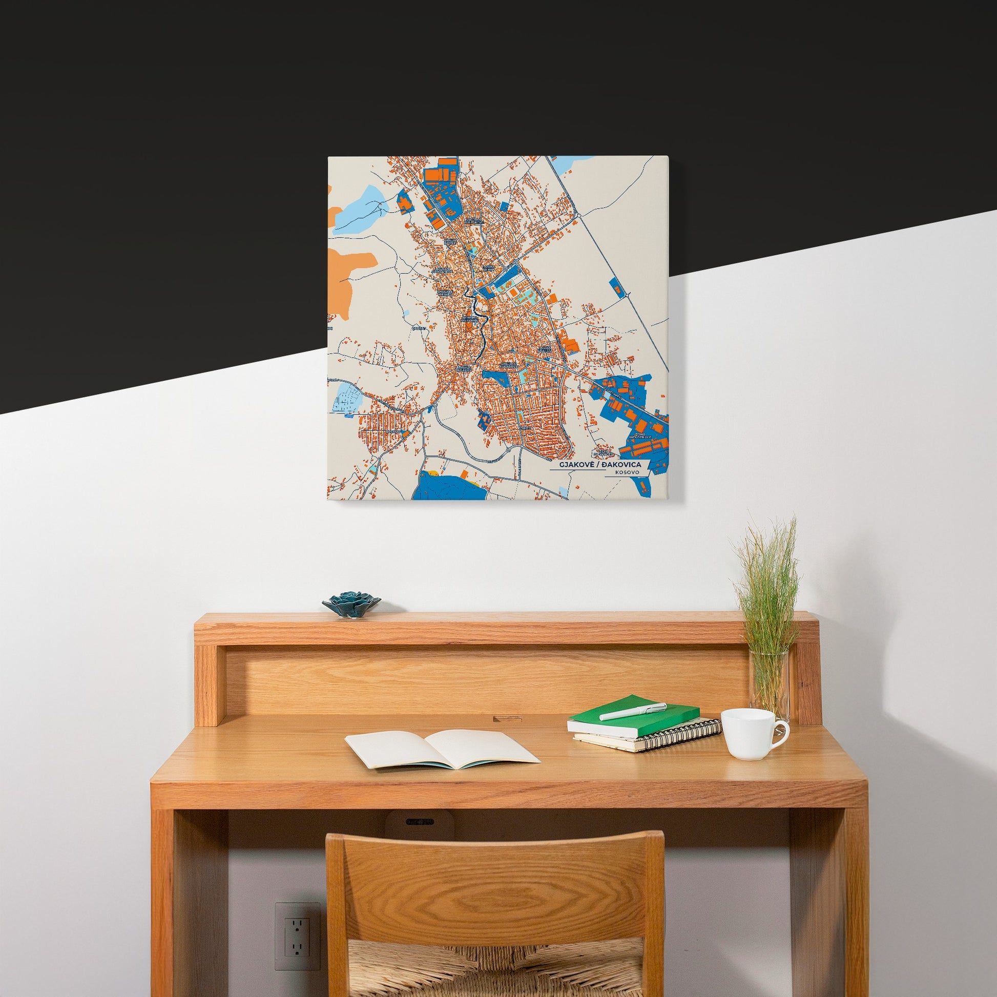 Gjakovë Kosovo Colorful City Map Canvas Print Scene