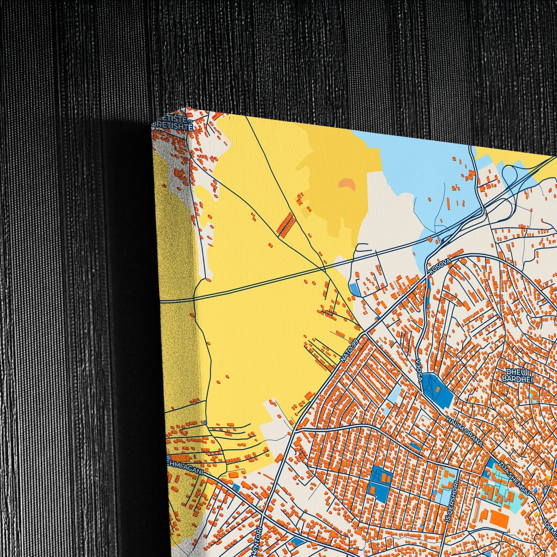 Gjilani Kosovo Colorful City Map Canvas Print Detail