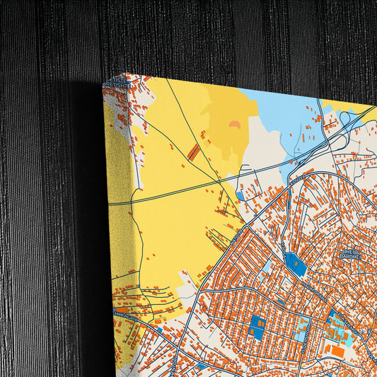 Gjilani Kosovo Colorful City Map Canvas Print Detail