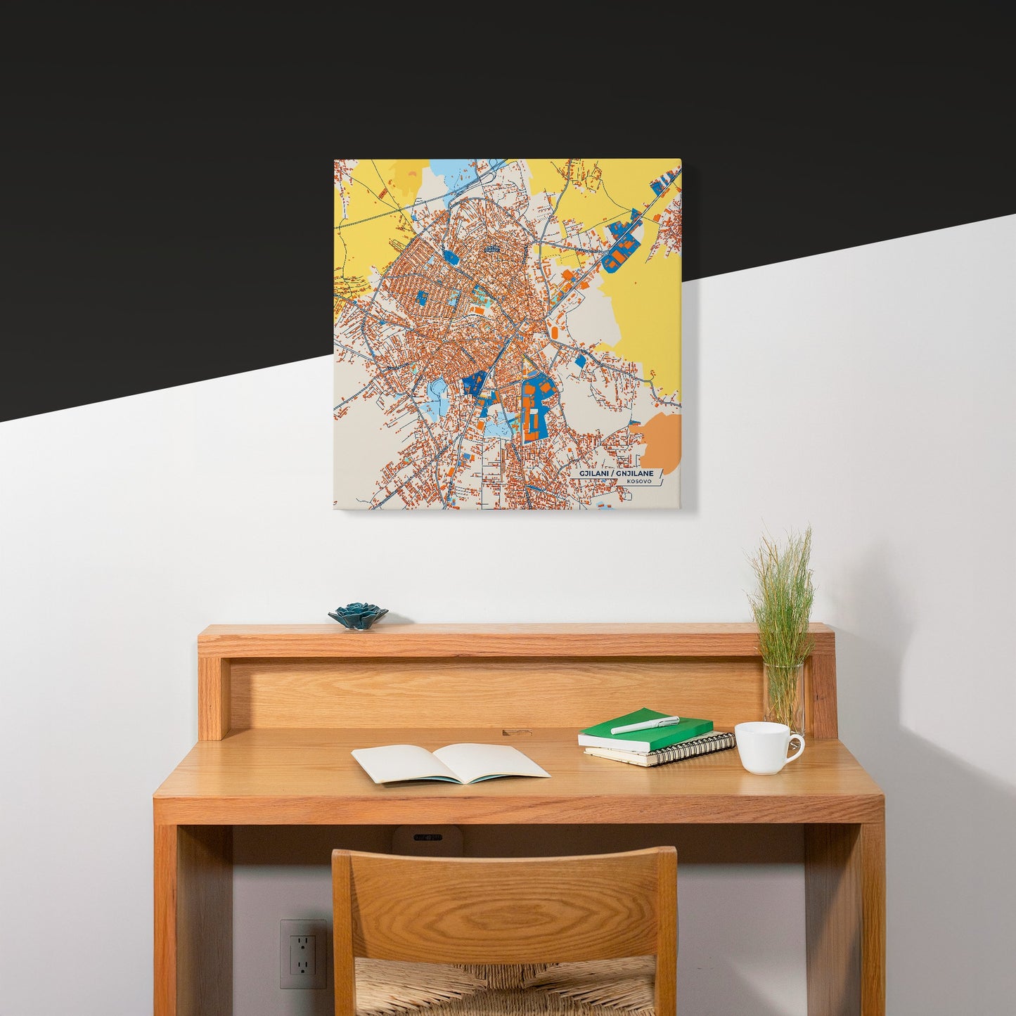 Gjilani Kosovo Colorful City Map Canvas Print Scene