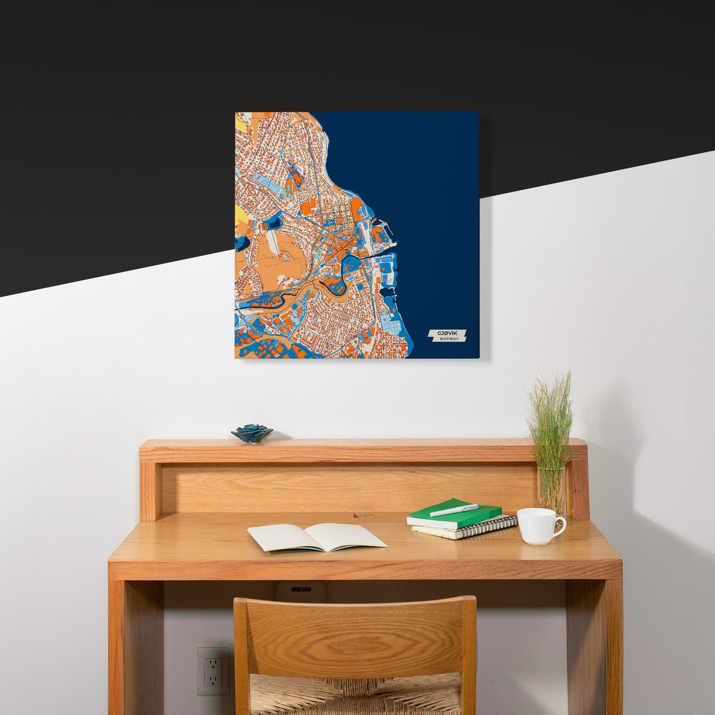 Gjøvik Norway Colorful City Map Canvas Print Scene