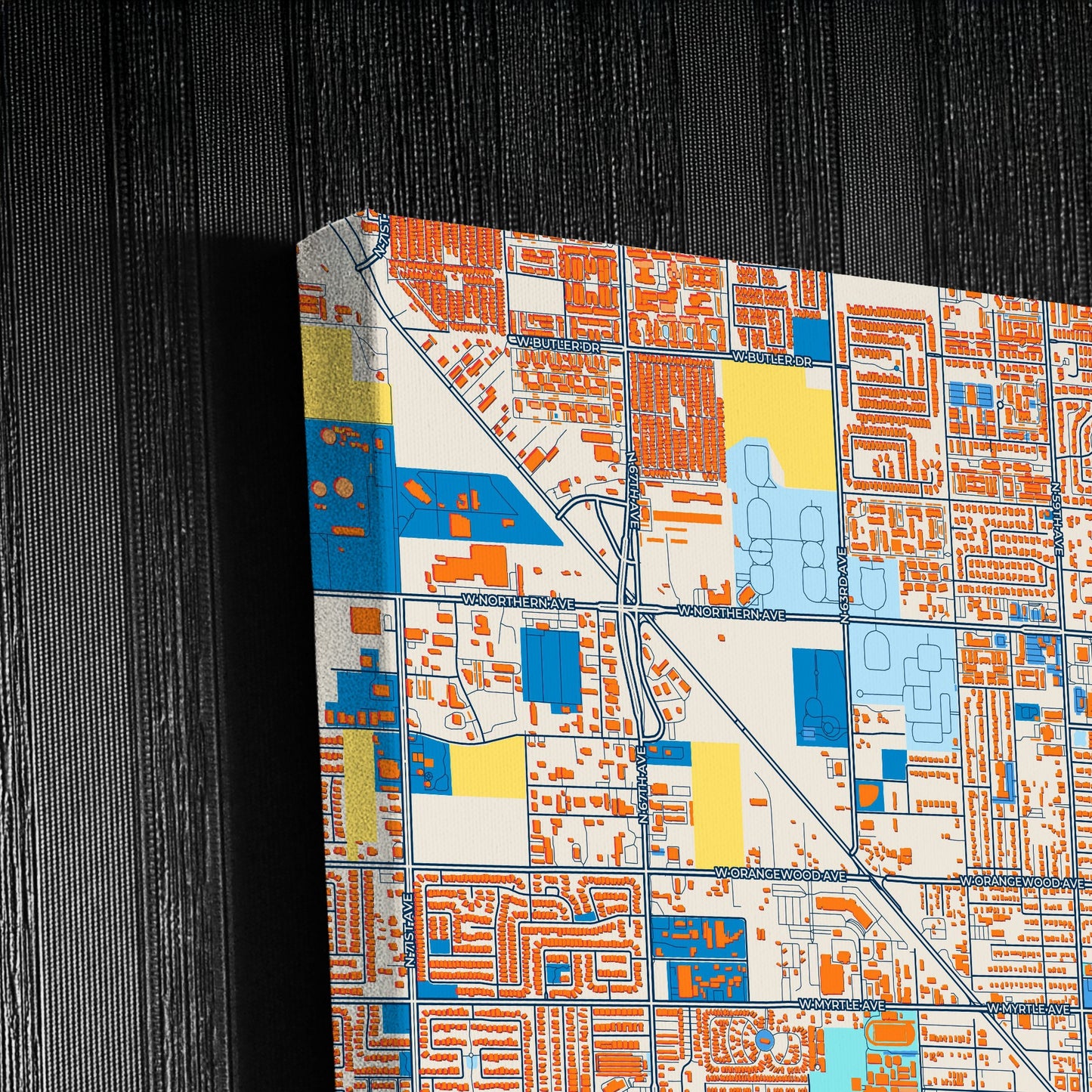 Glendale Arizona Colorful City Map Canvas Print Detail