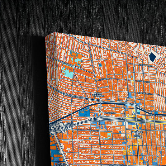 Glendale California Colorful City Map Canvas Print Detail