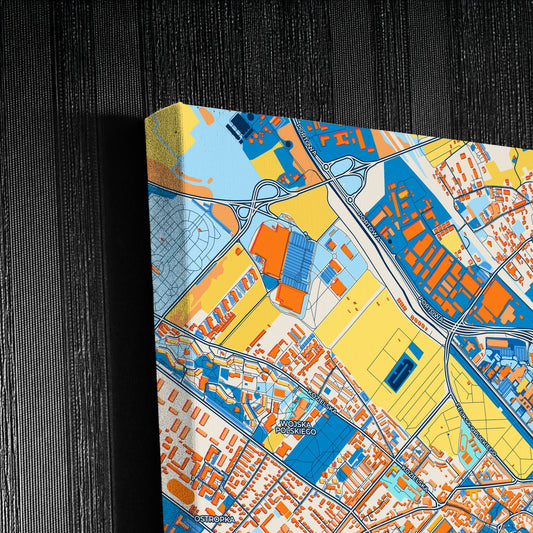 Gliwice Poland Colorful City Map Canvas Print Detail