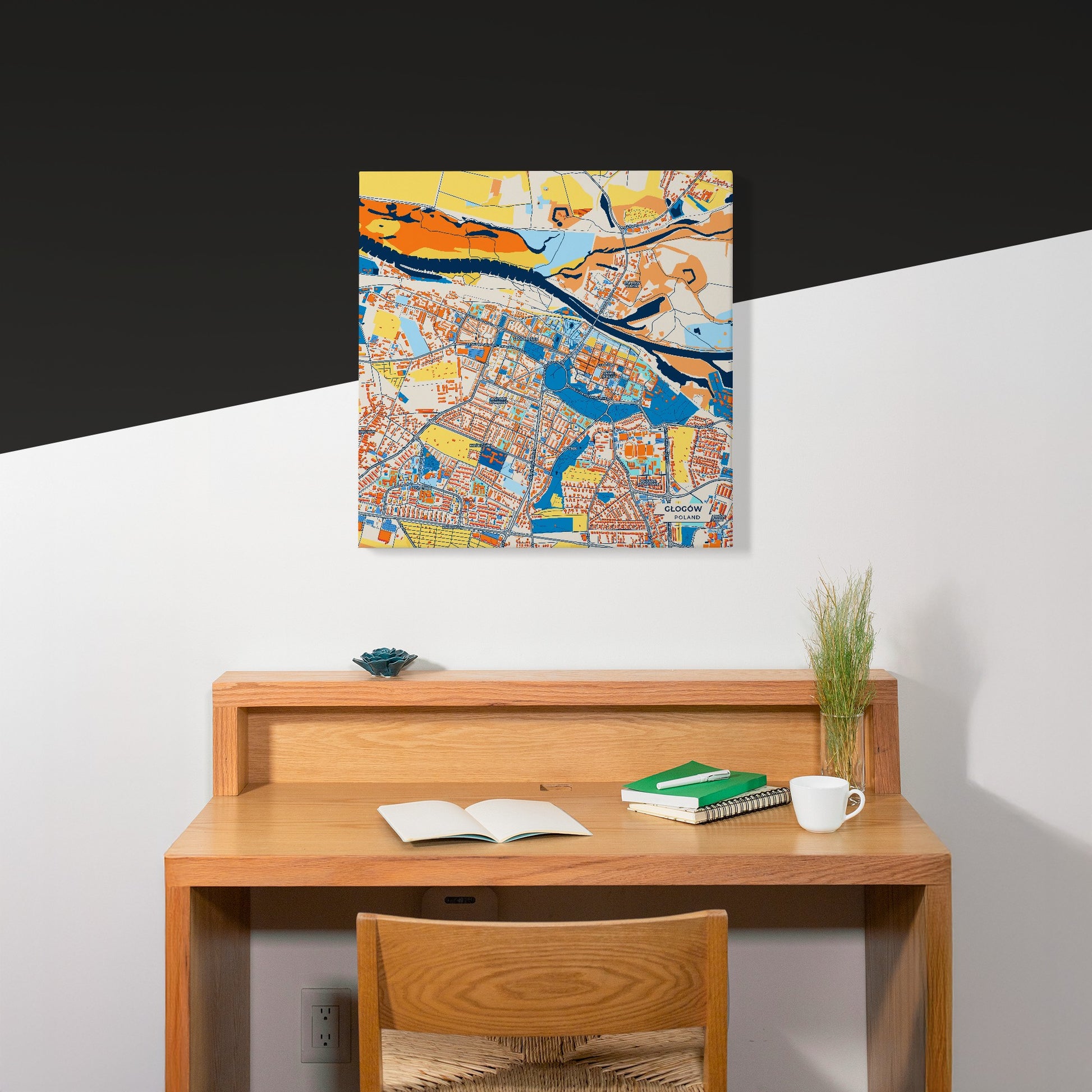 Głogów Poland Colorful City Map Canvas Print Scene