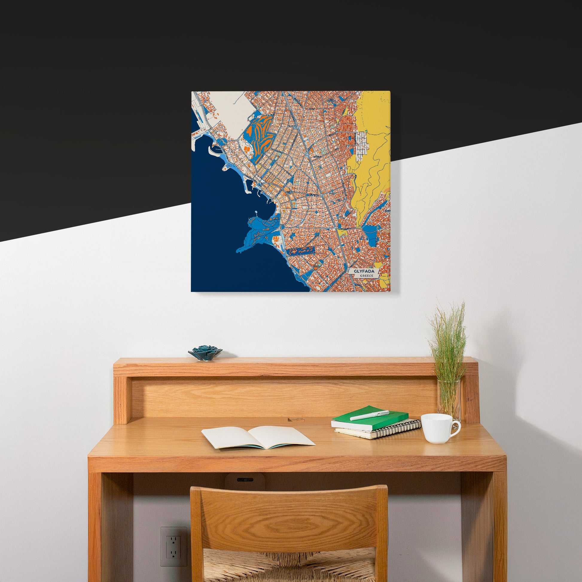 Γλυφαδα Greece Colorful City Map Canvas Print Scene
