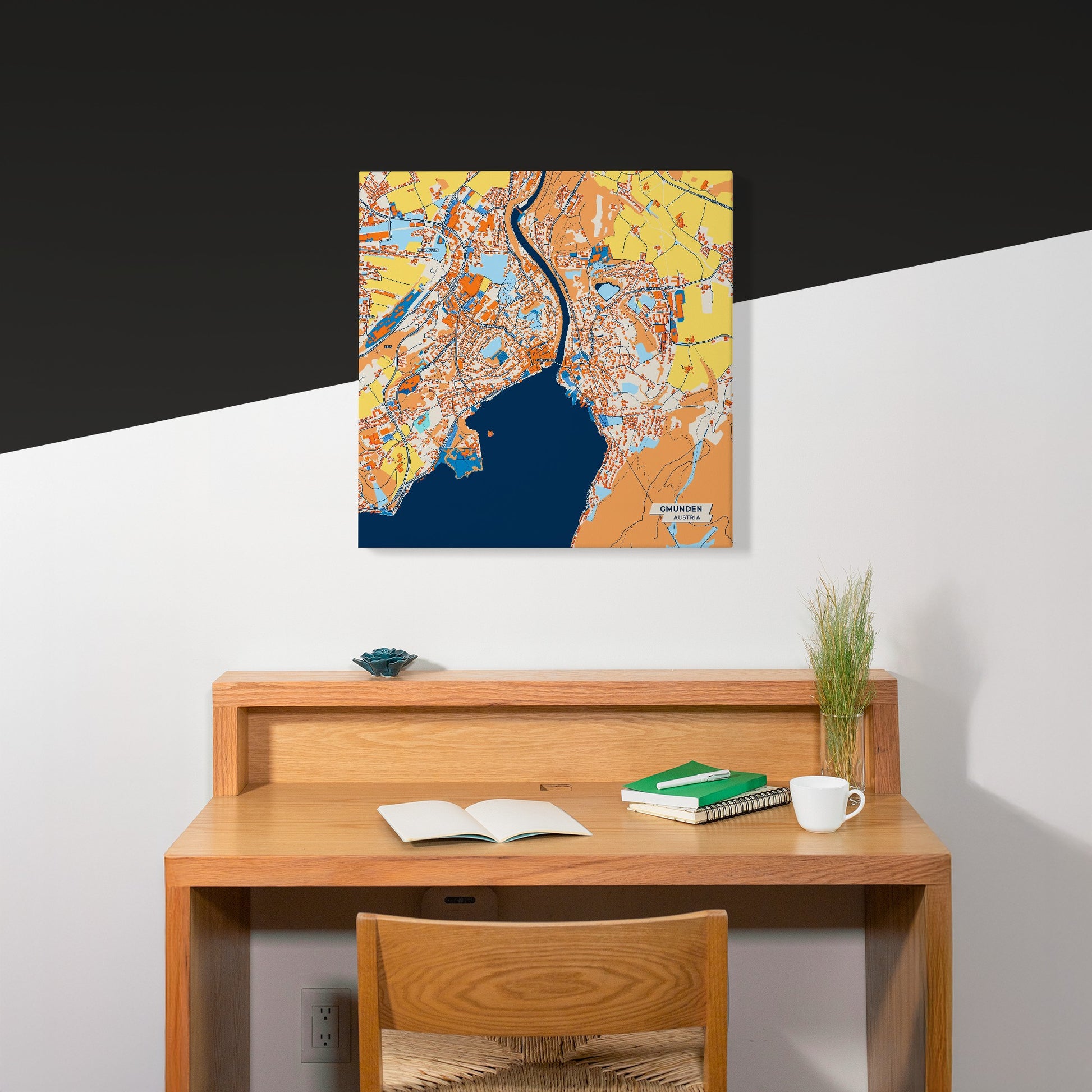 Gmunden Austria Colorful City Map Canvas Print Scene