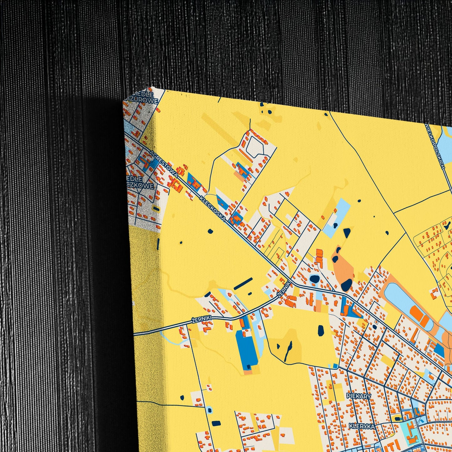 Gniezno Poland Colorful City Map Canvas Print Detail