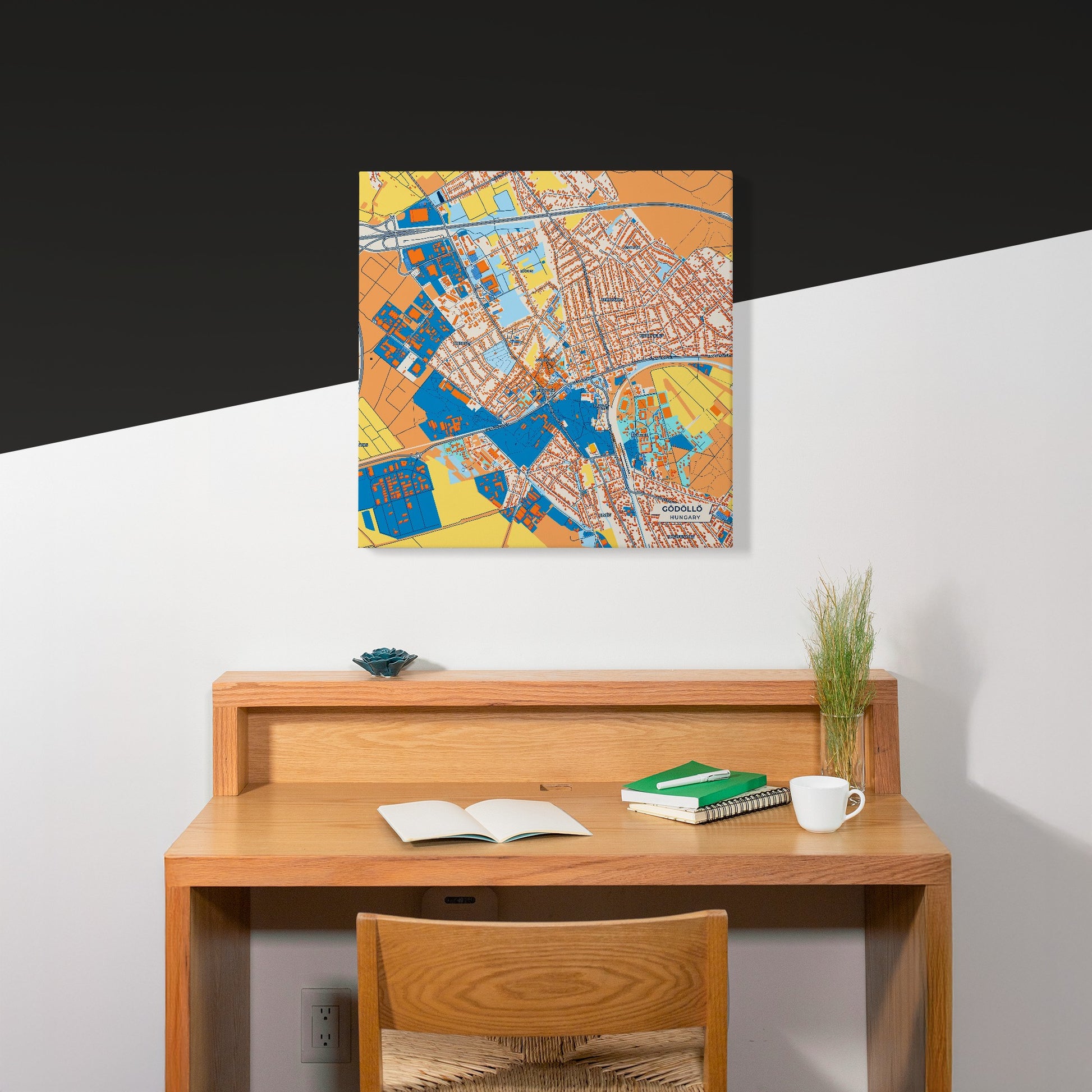 Gödöllő Hungary Colorful City Map Canvas Print Scene