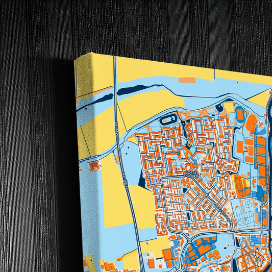 Goes Netherlands Colorful City Map Canvas Print Detail