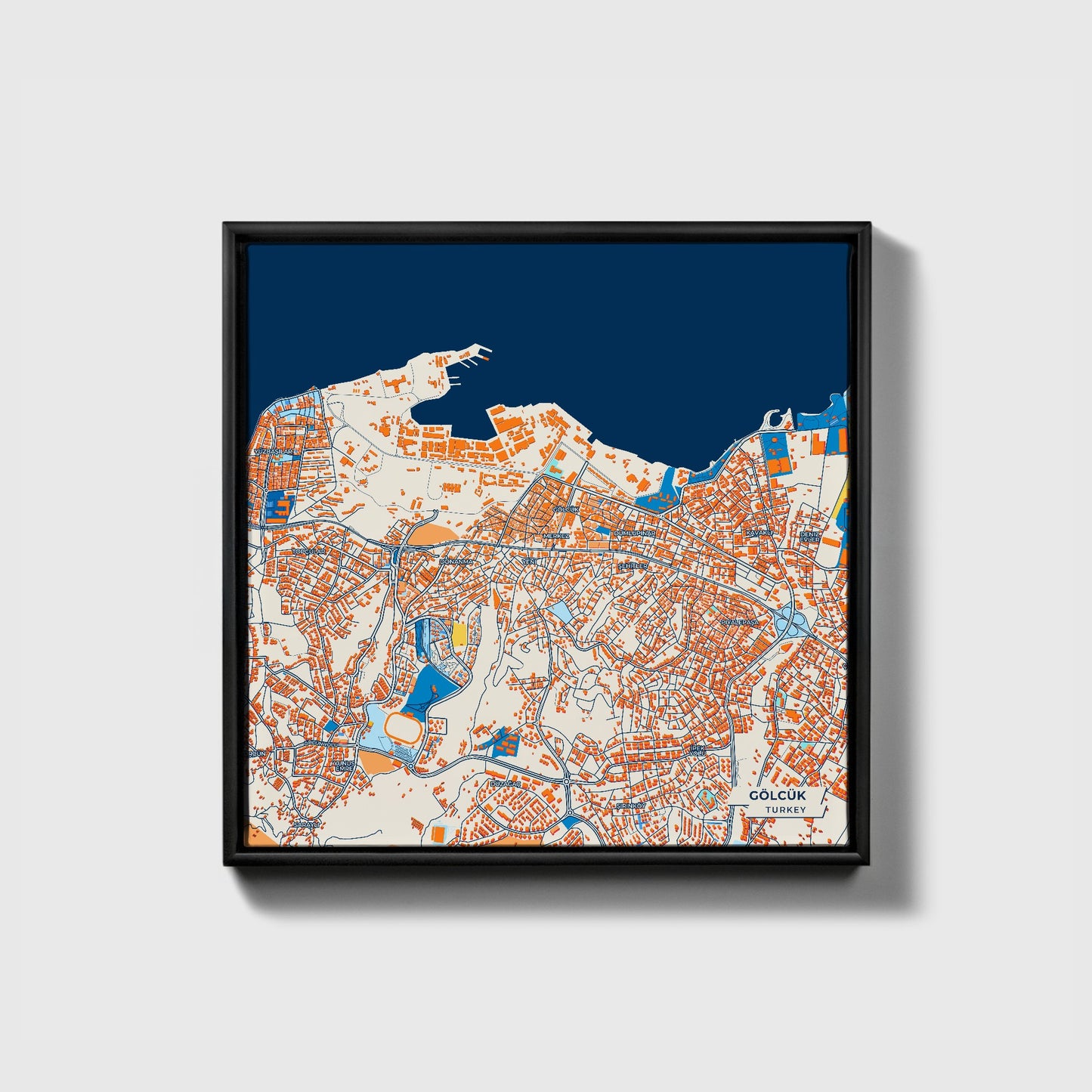 Gölcük Turkey Colorful City Map Canvas Print • Black Framed
