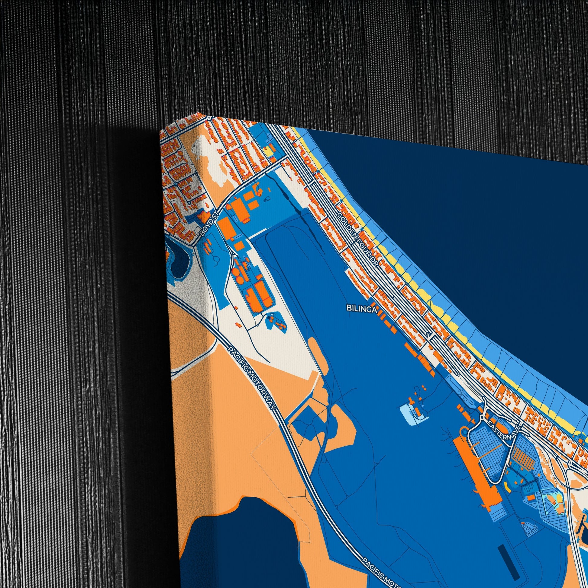 Gold Coast–Tweed Heads Australia Colorful City Map Canvas Print Detail