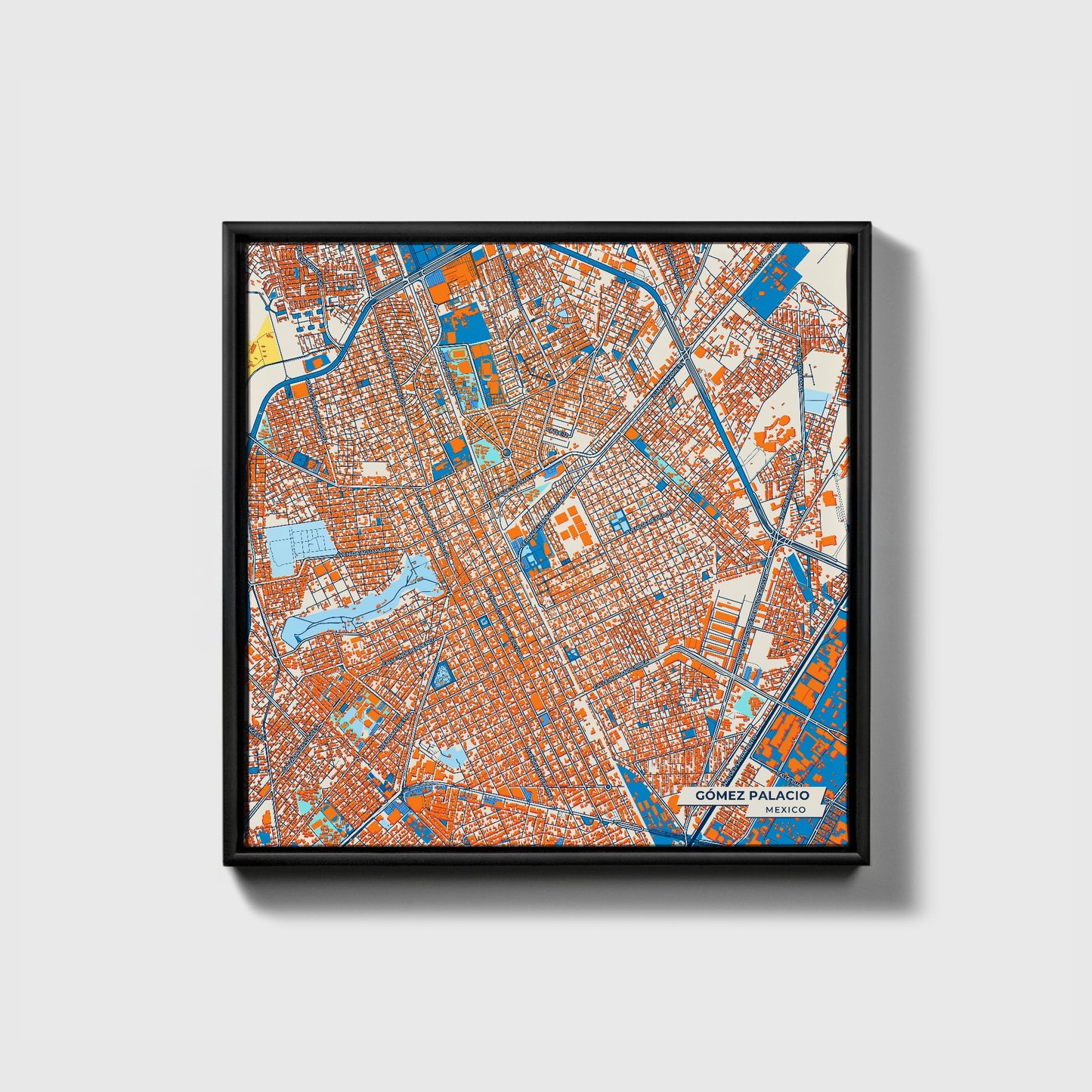 Gómez Palacio Mexico Colorful City Map Canvas Print • Black Framed