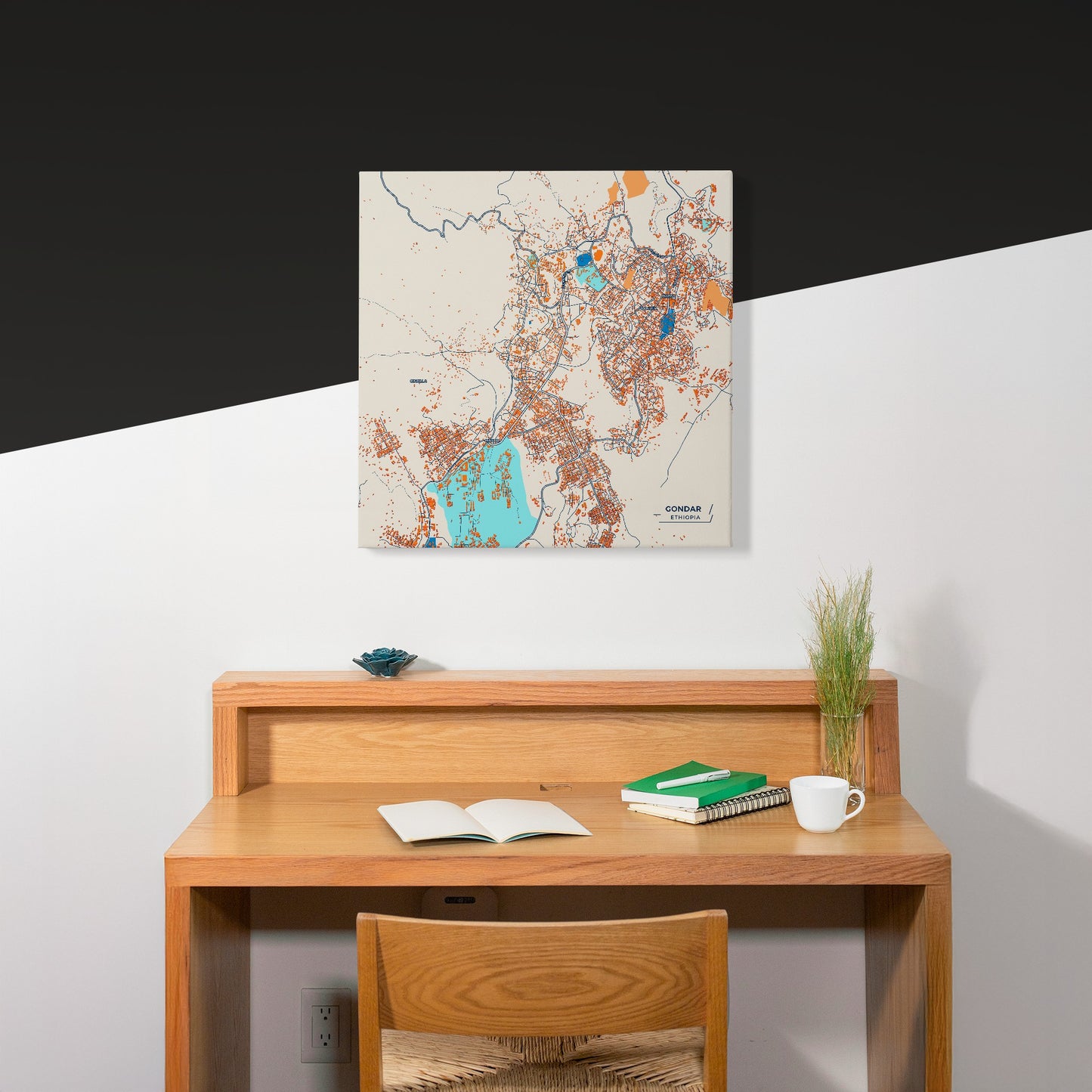 Gondar Ethiopia Colorful City Map Canvas Print Scene