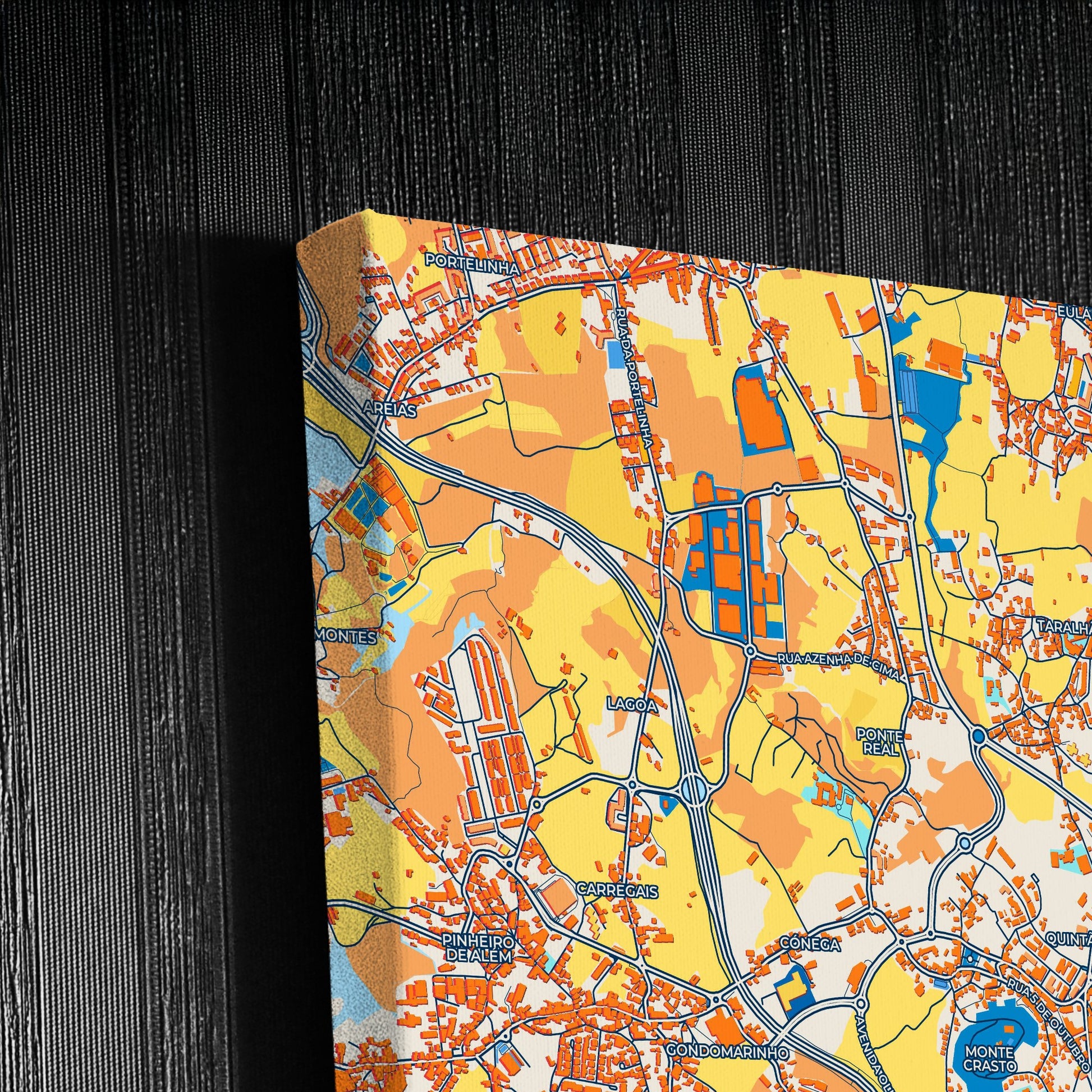 Gondomar Portugal Colorful City Map Canvas Print Detail