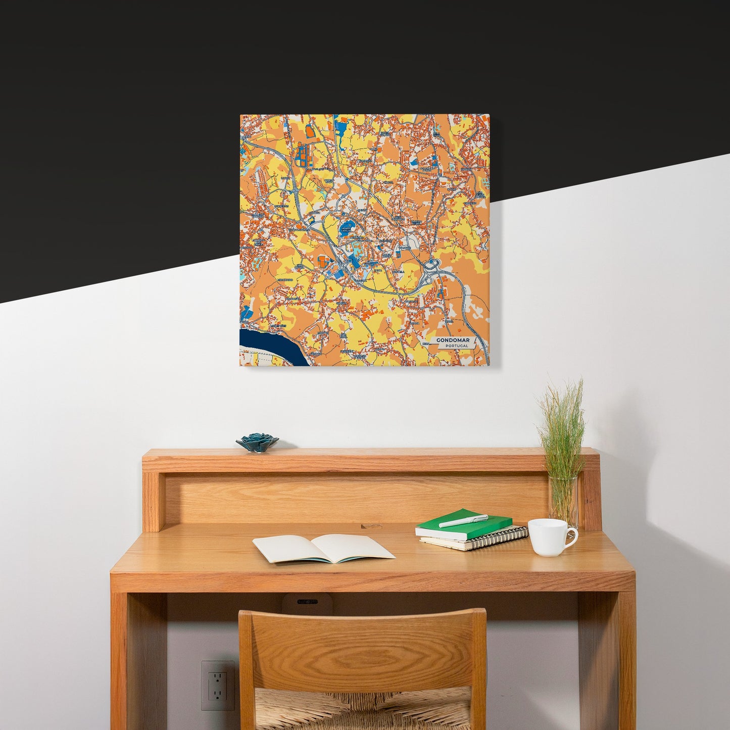 Gondomar Portugal Colorful City Map Canvas Print Scene