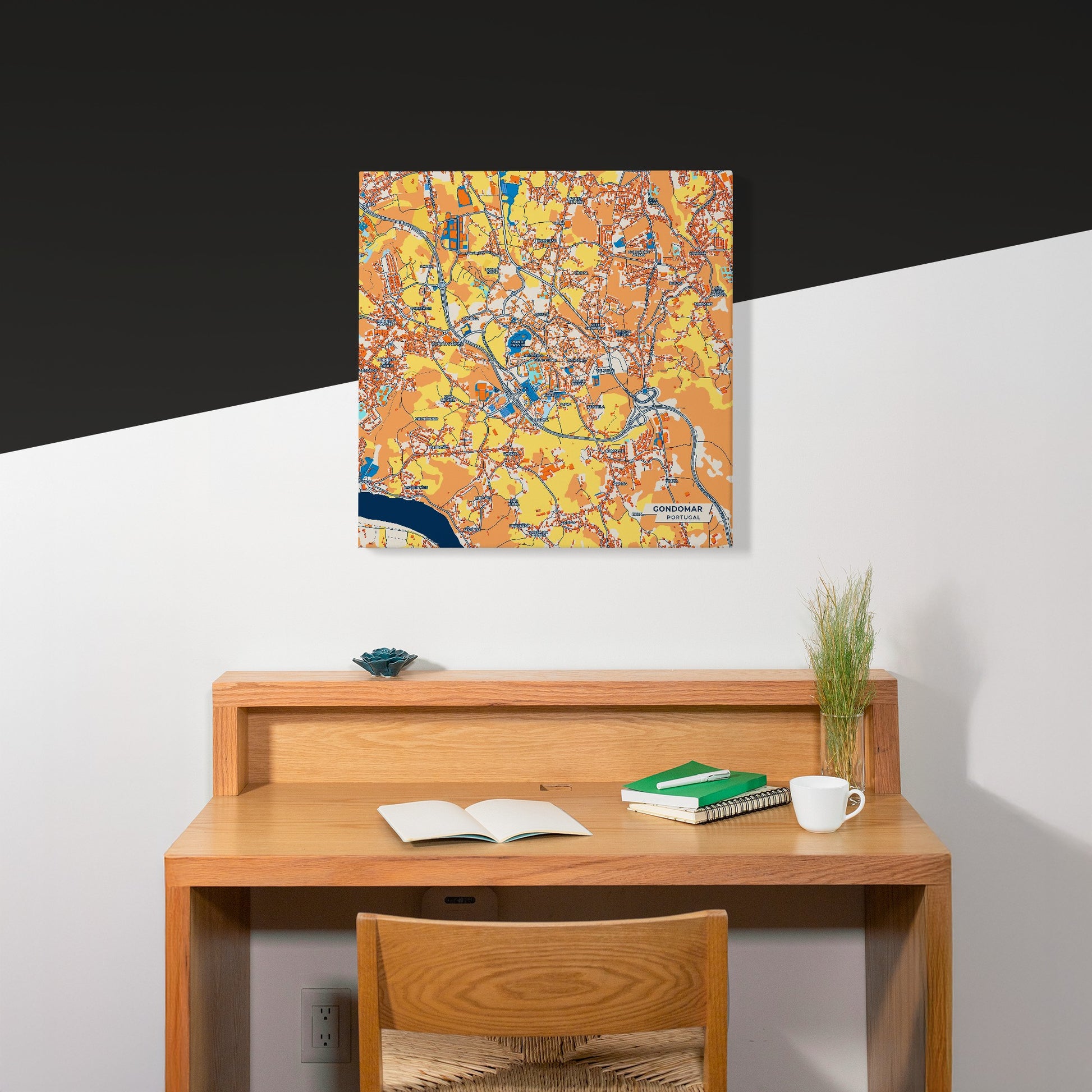 Gondomar Portugal Colorful City Map Canvas Print Scene