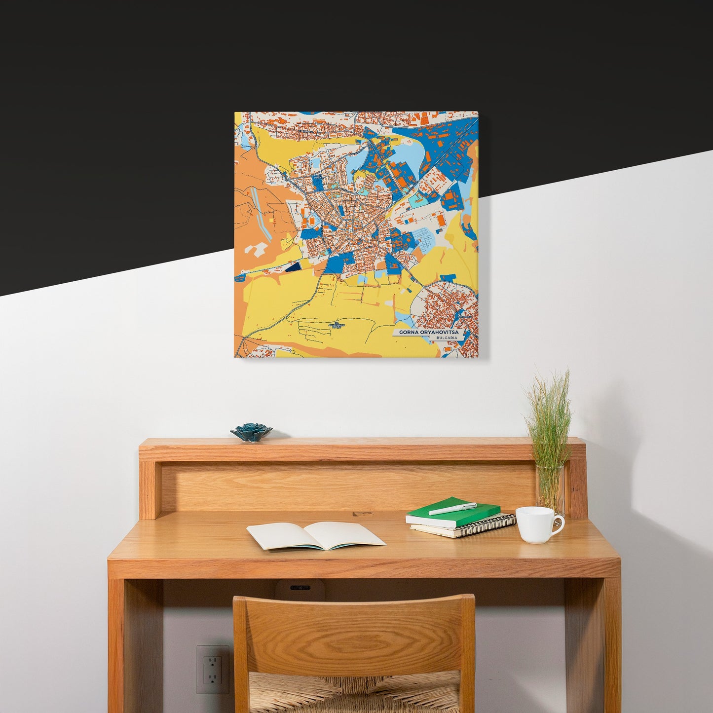 Горна Оряховица Bulgaria Colorful City Map Canvas Print Scene