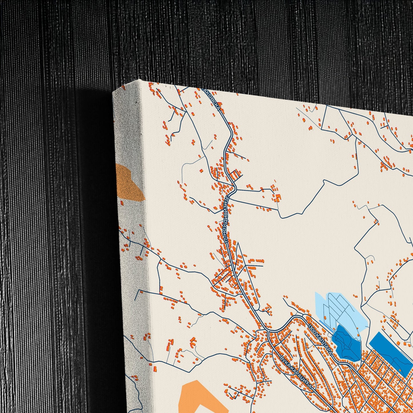 Горњи Милановац Serbia Colorful City Map Canvas Print Detail