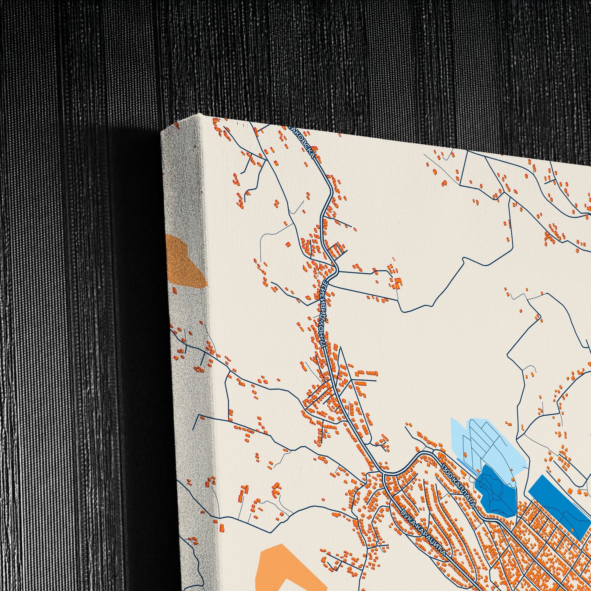Горњи Милановац Serbia Colorful City Map Canvas Print Detail