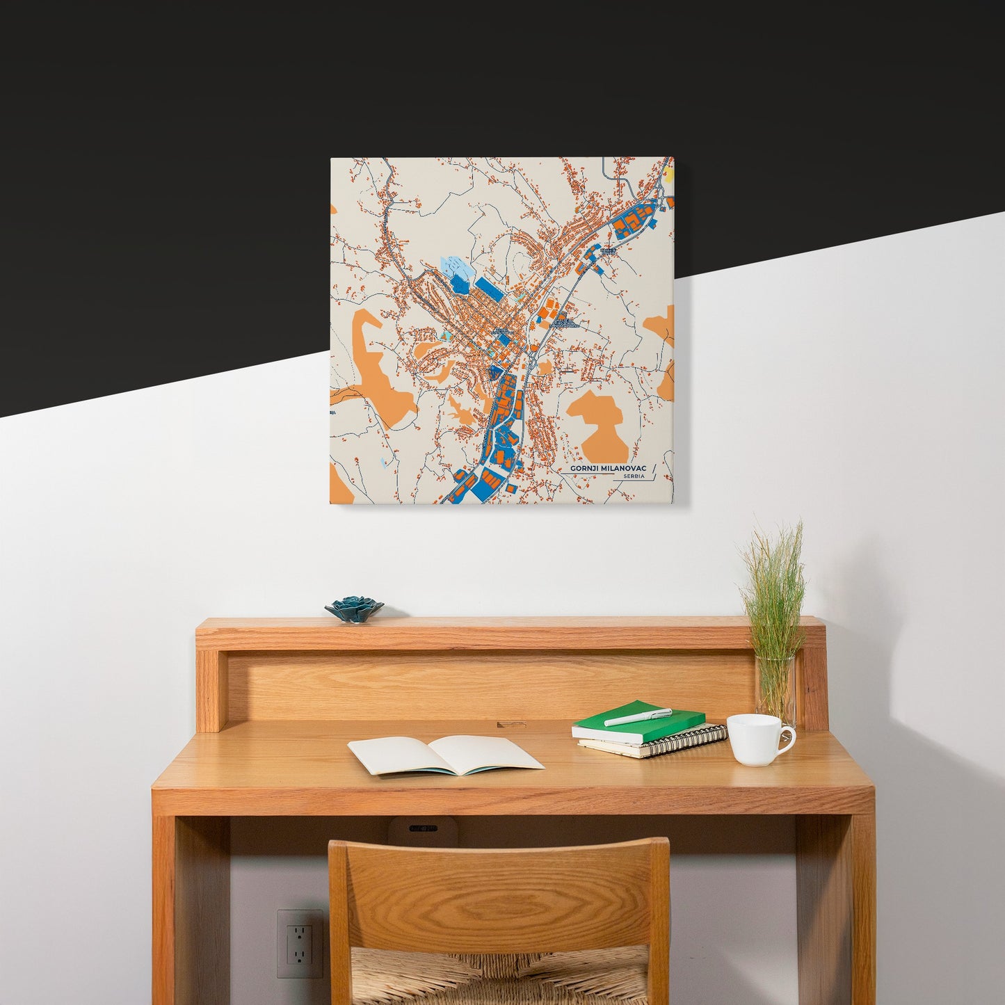 Горњи Милановац Serbia Colorful City Map Canvas Print Scene